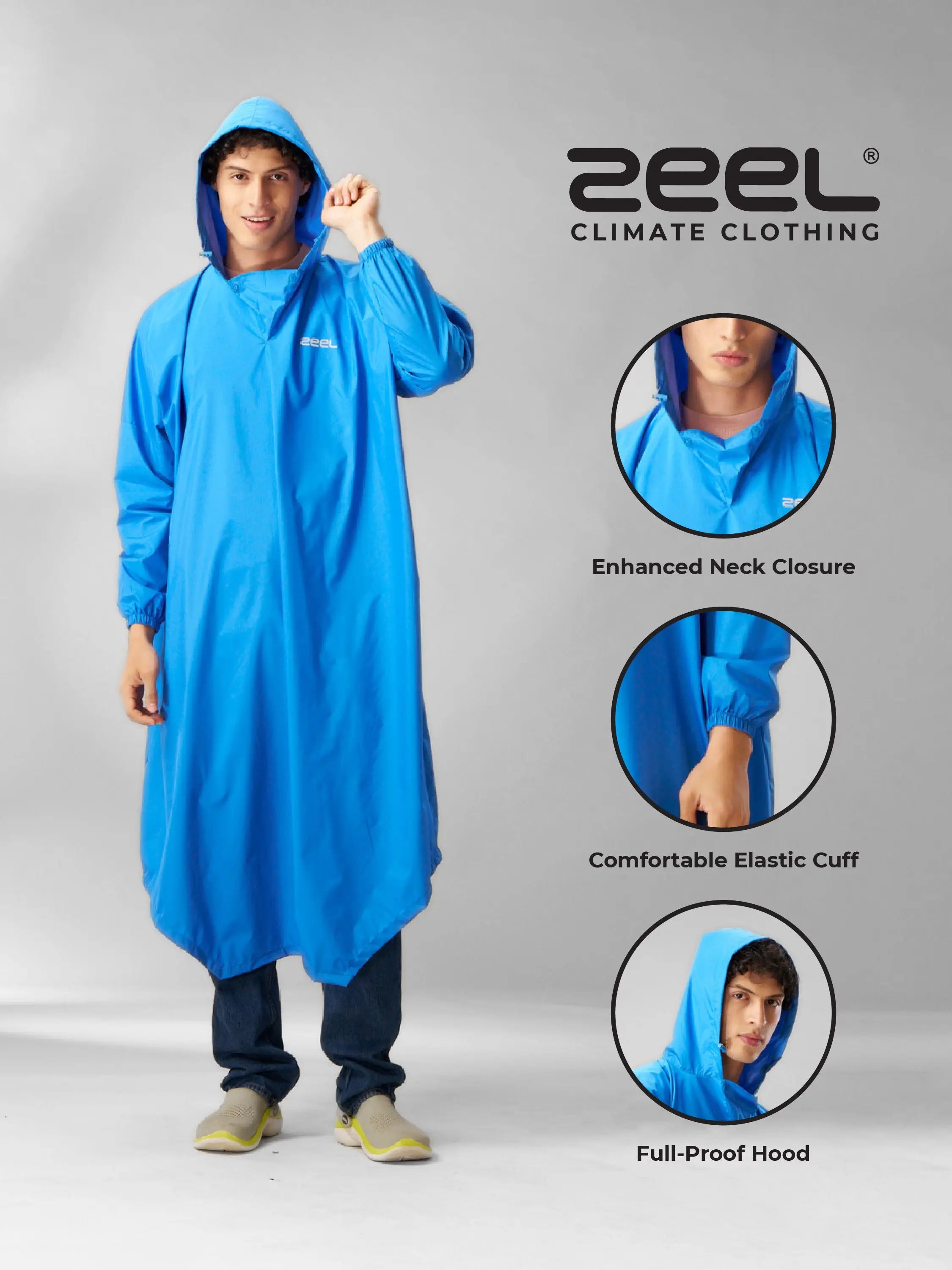 AdventurePro Reusable Wave Fabric Rain Poncho AZ31 - Zeelretail