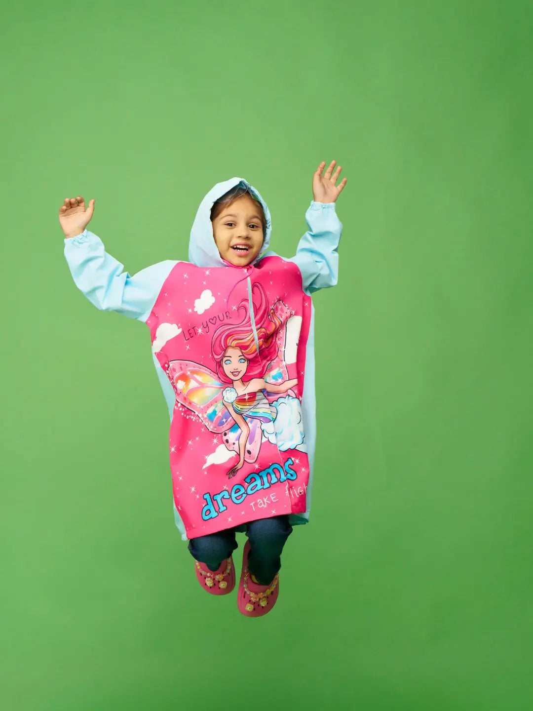 Barbie Fashionista Girls Pink Raincoat - Zeelretail