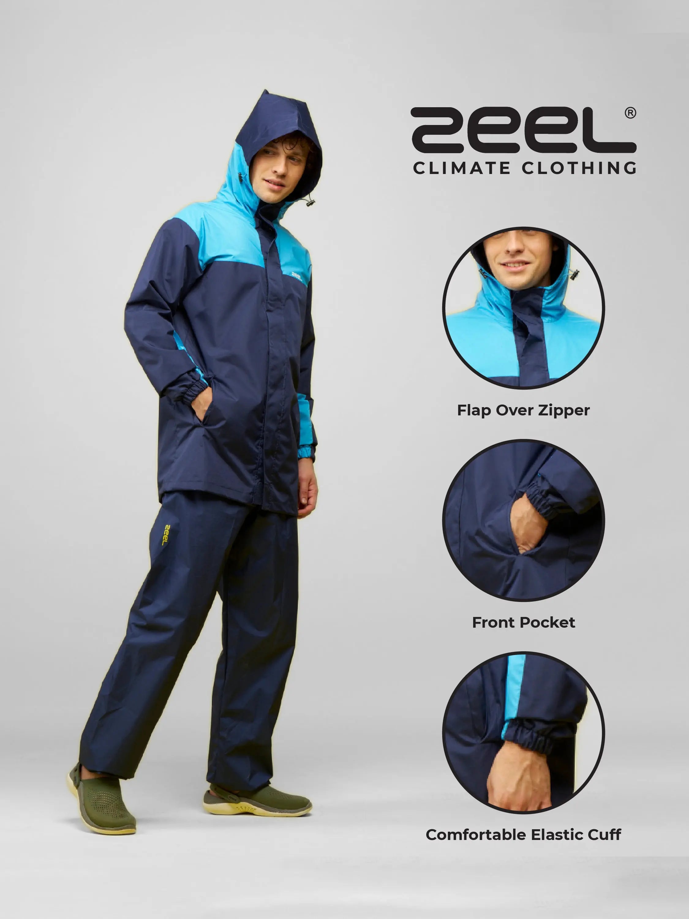 EZE401 Men's Waterproof Navy Rainsuit - Zeelretail