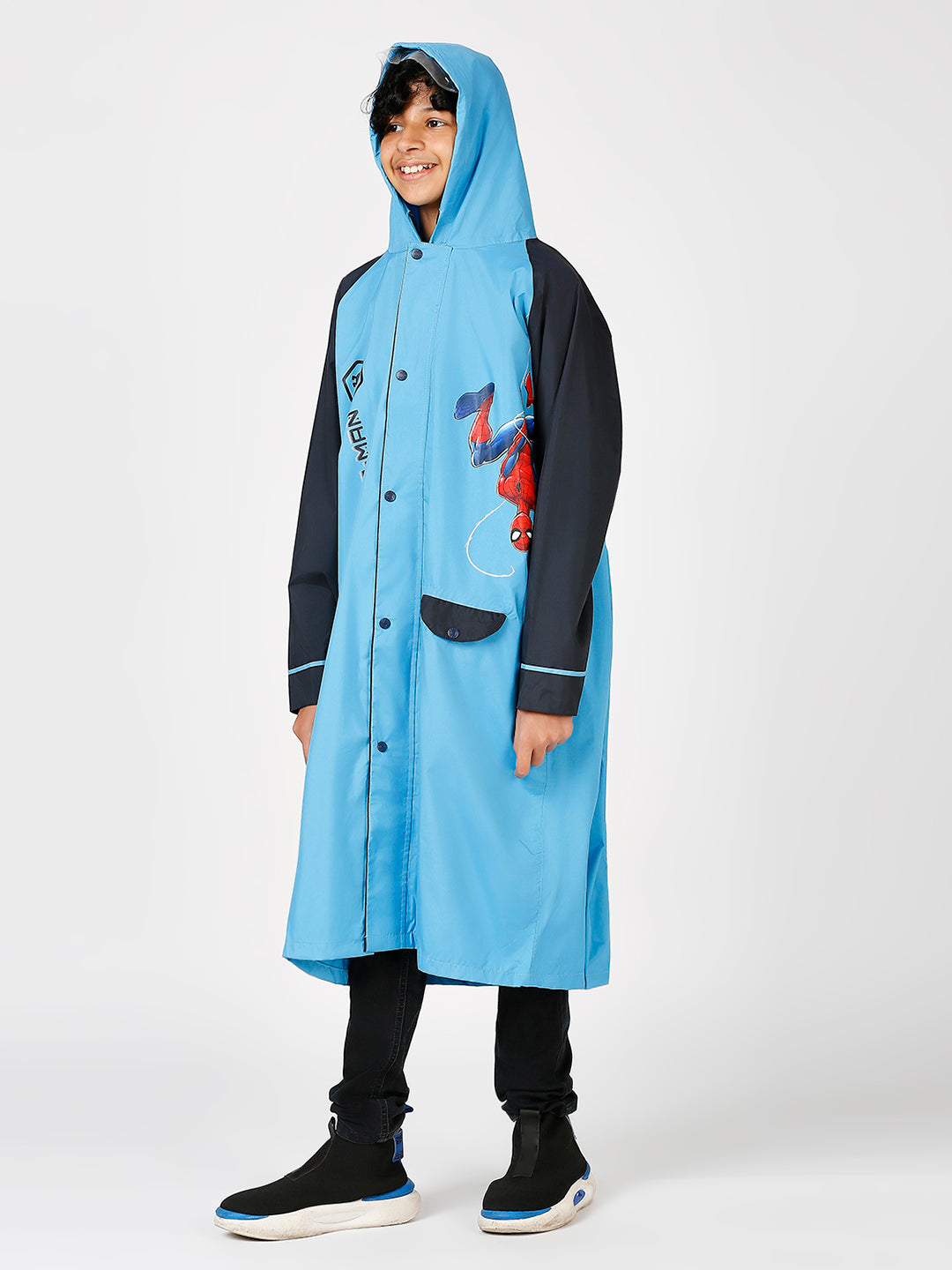 Zeel Spiderman Protector Boys Blue Raincoat - Zeelretail