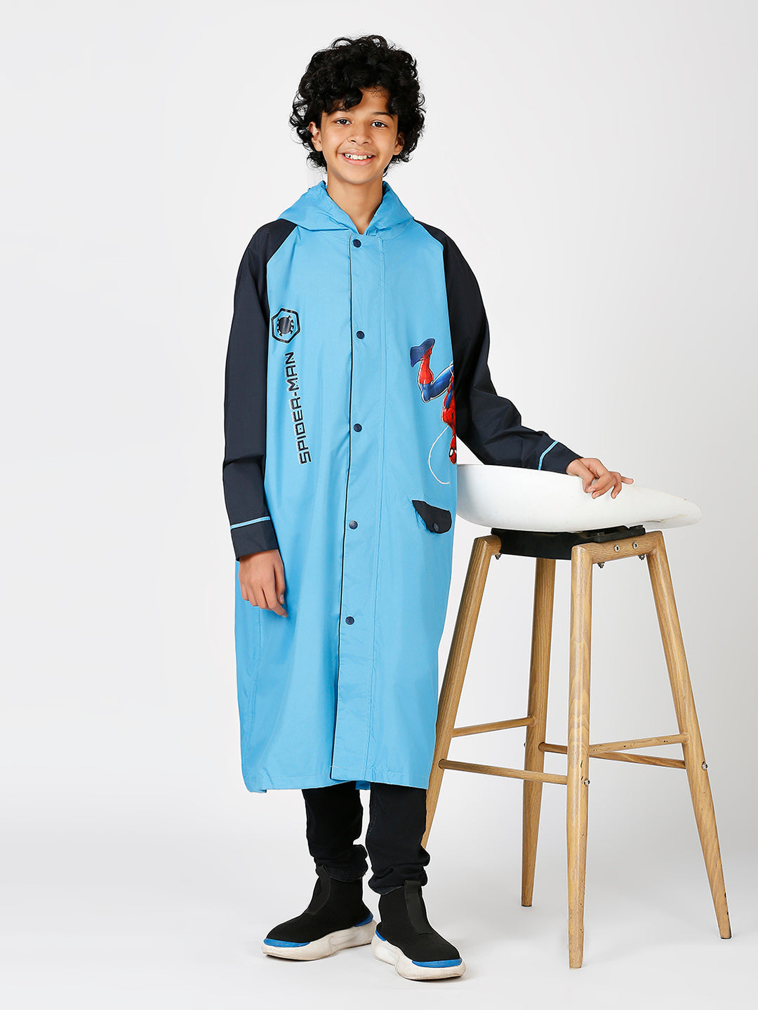 Zeel Spiderman Protector Boys Blue Raincoat
