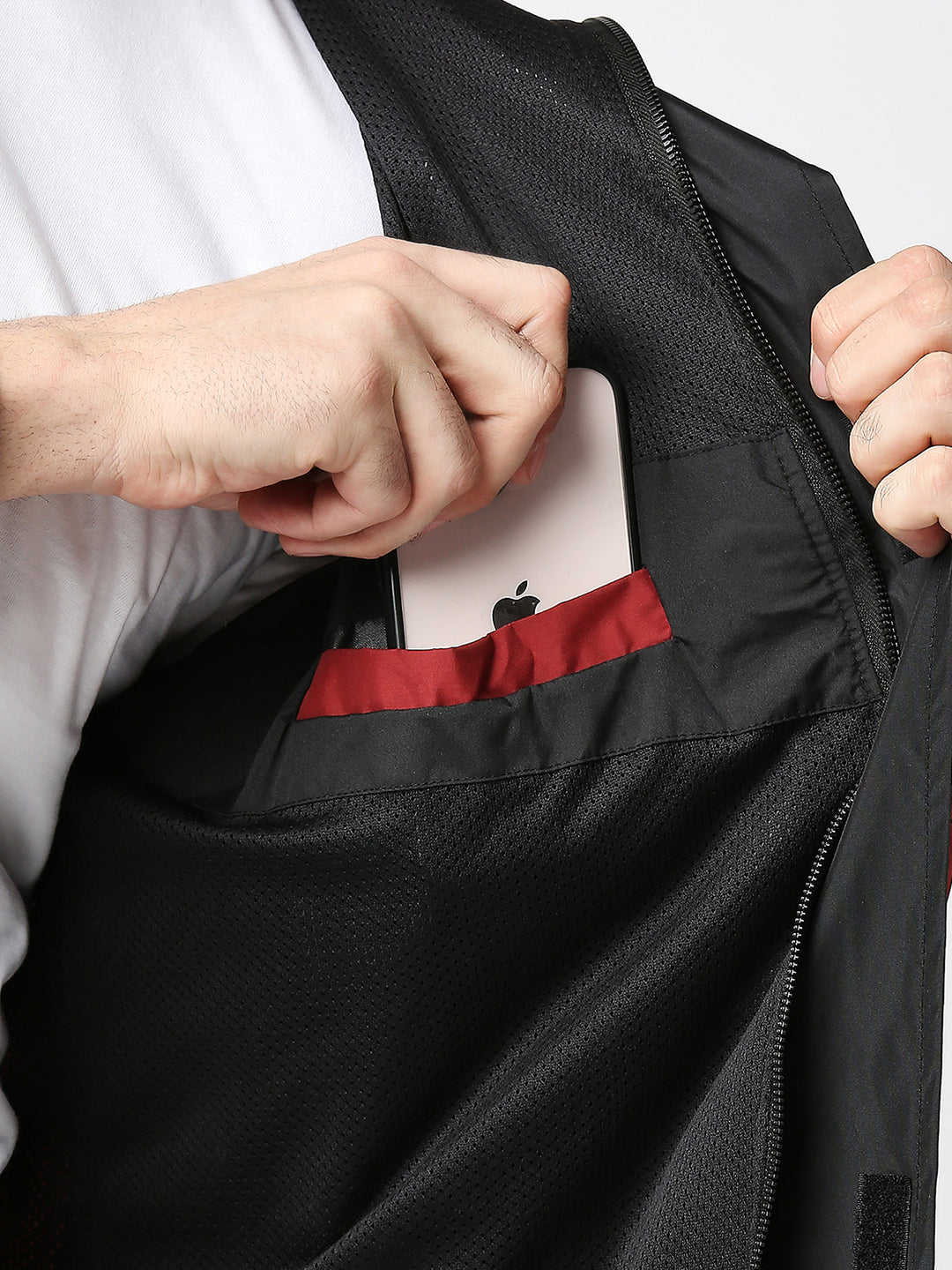 Outdoor Essential Waterproof Black Maroon Rain Jacket - MJ106 - Zeelretail