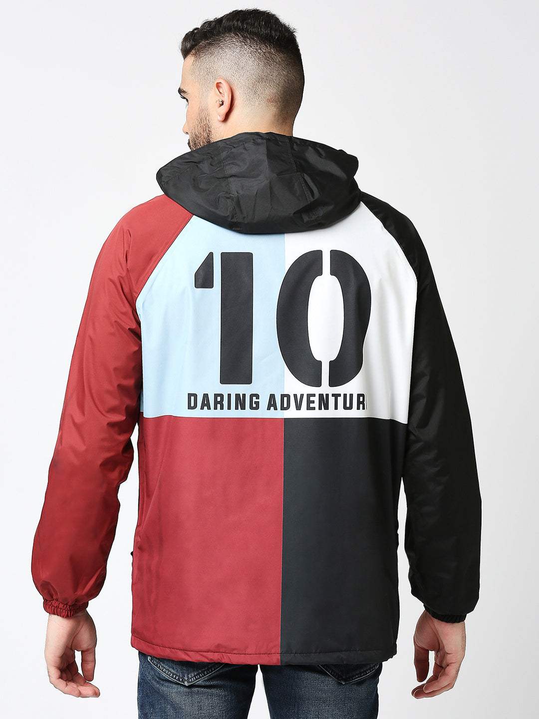 Outdoor Essential Waterproof Black Maroon Rain Jacket - MJ106 - Zeelretail