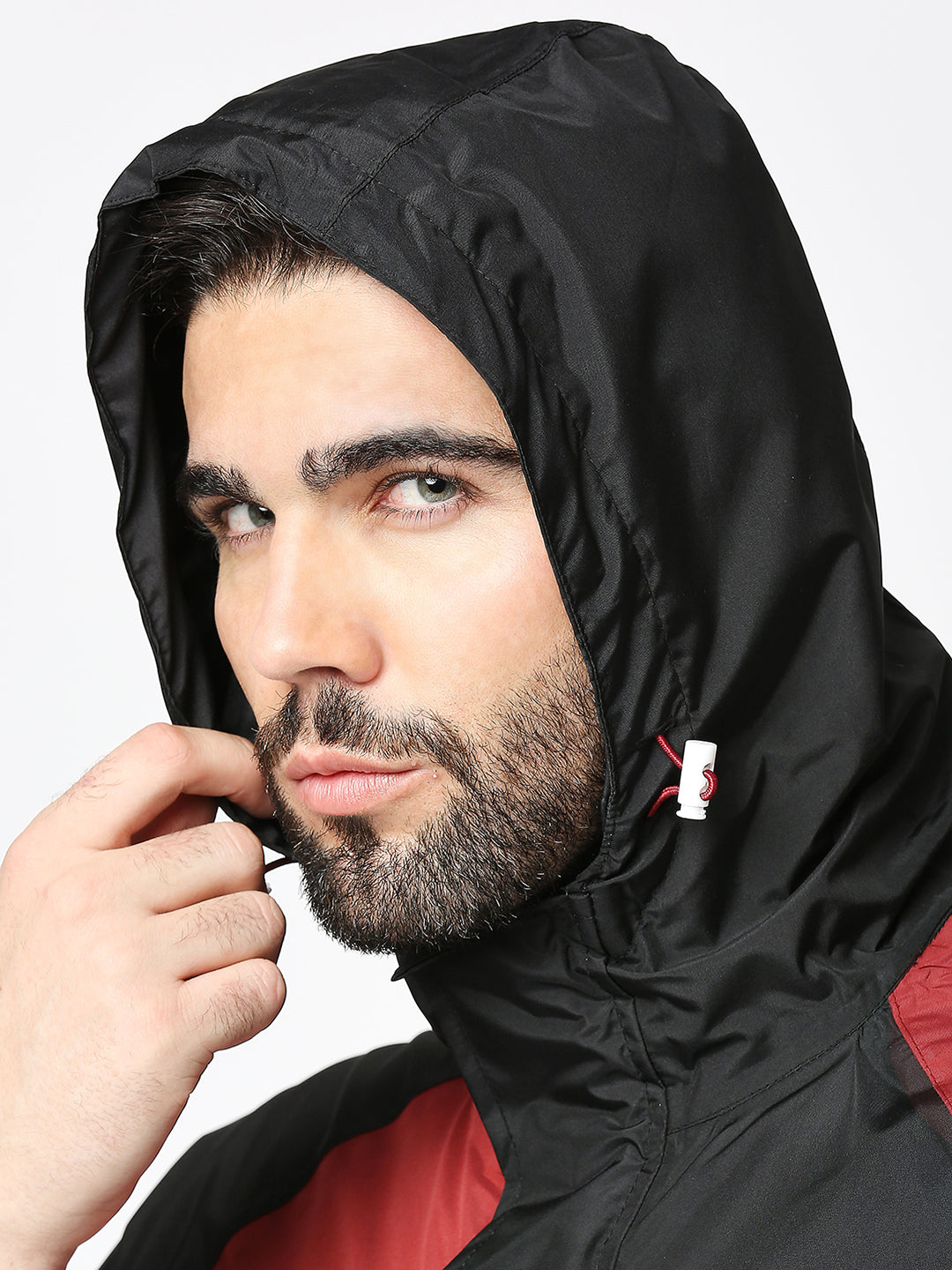 Outdoor Essential Waterproof Black Maroon Rain Jacket - MJ106 - Zeelretail