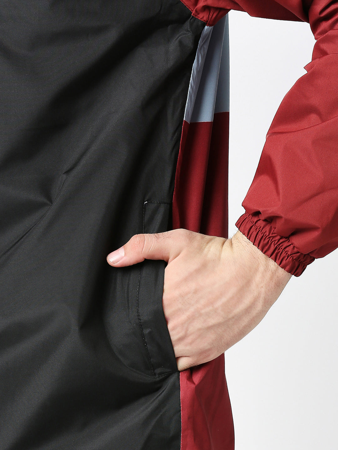 Outdoor Essential Waterproof Black Maroon Rain Jacket - MJ106 - Zeelretail