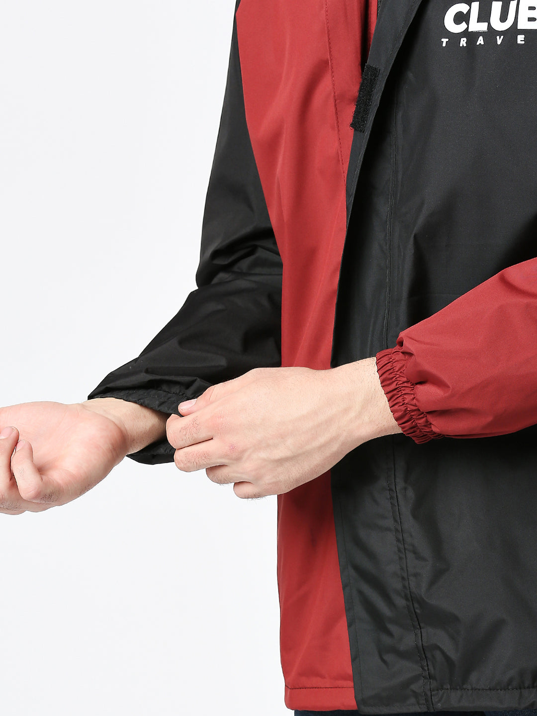 Outdoor Essential Waterproof Black Maroon Rain Jacket - MJ106 - Zeelretail