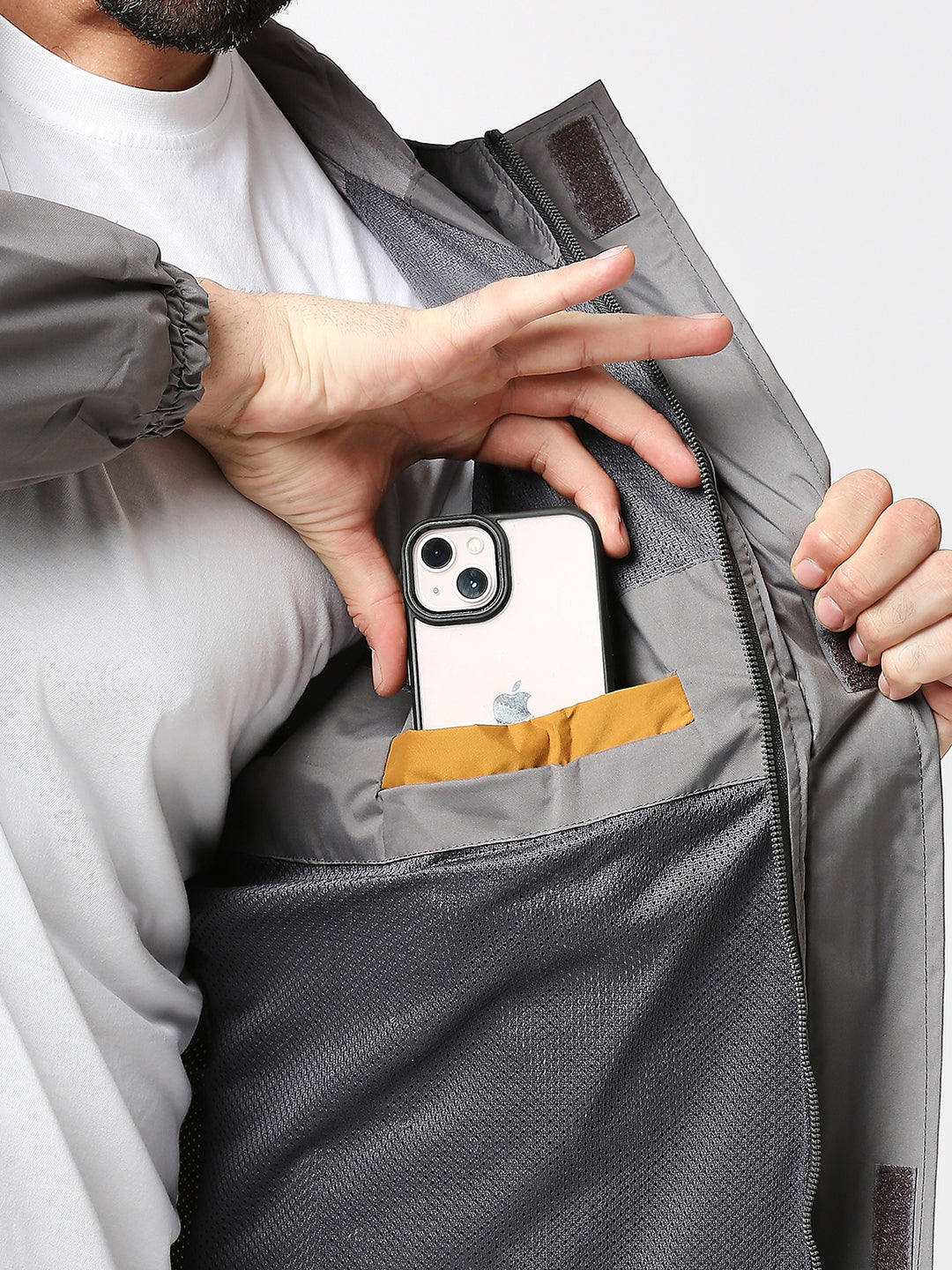 Outdoor Essential Waterproof Grey Yellow Rain Jacket - MJ106 - Zeelretail