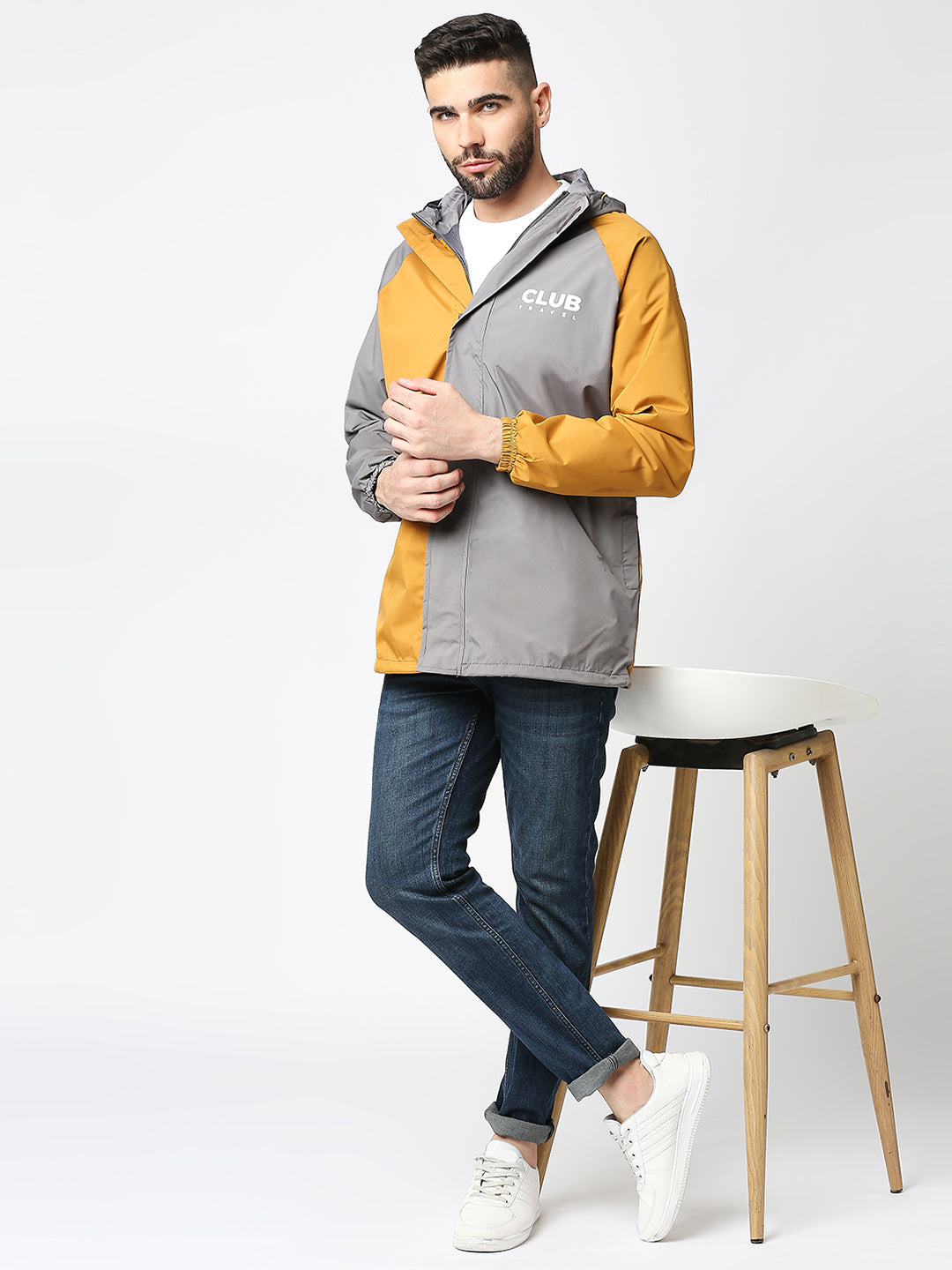 Outdoor Essential Waterproof Grey Yellow Rain Jacket - MJ106 - Zeelretail