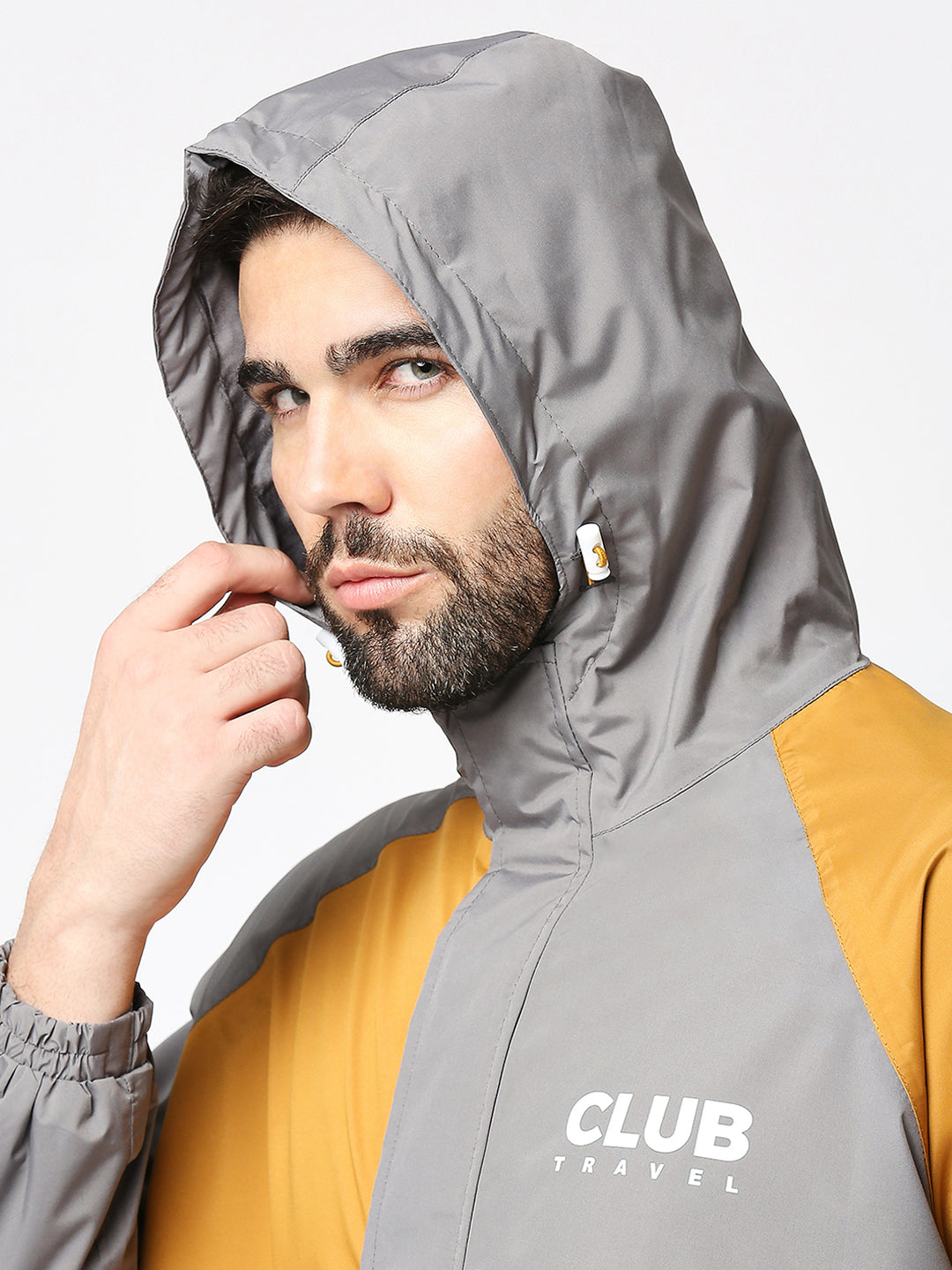 Outdoor Essential Waterproof Grey Yellow Rain Jacket - MJ106 - Zeelretail