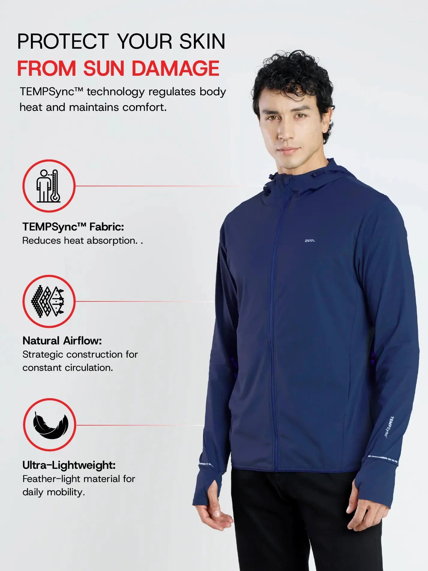 Men's Dark Blue Sun Jacket | AirWeave™ - Zeelretail