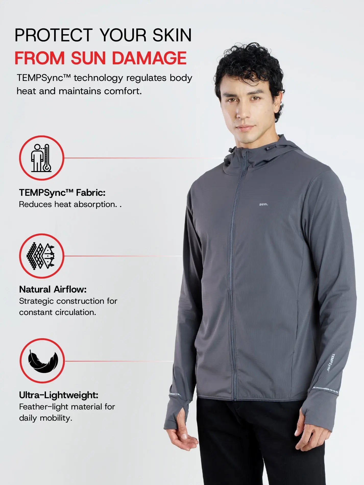 Men's Dark Grey Sun Jacket | AirWeave™ - Zeelretail