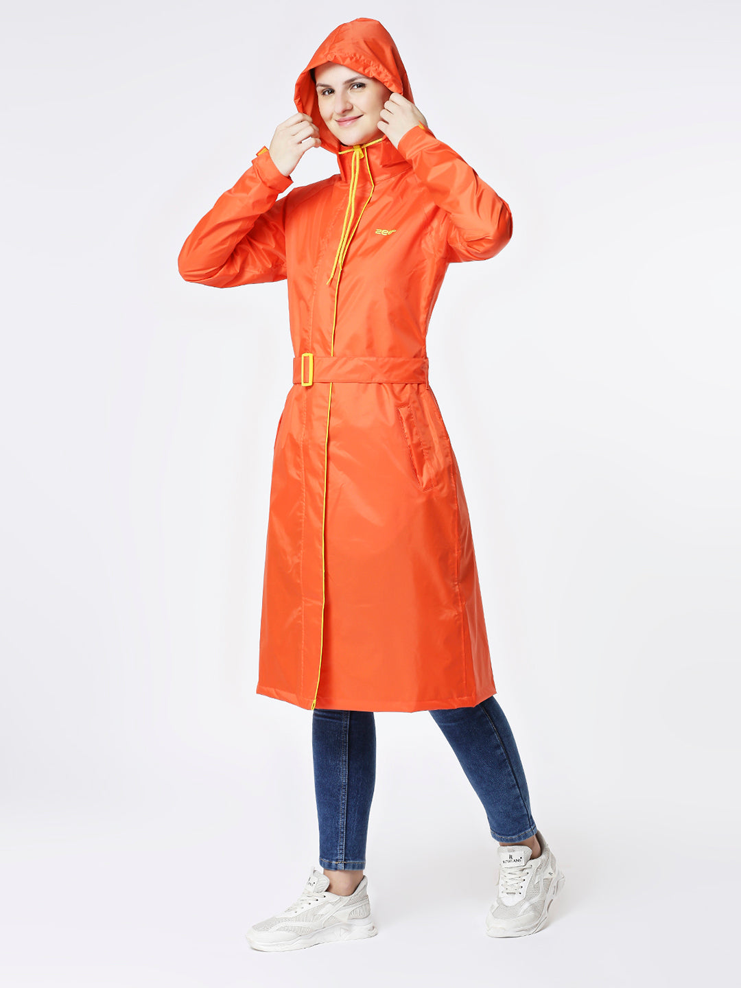 Zeel Diva Orange Trench Coat - Zeelretail
