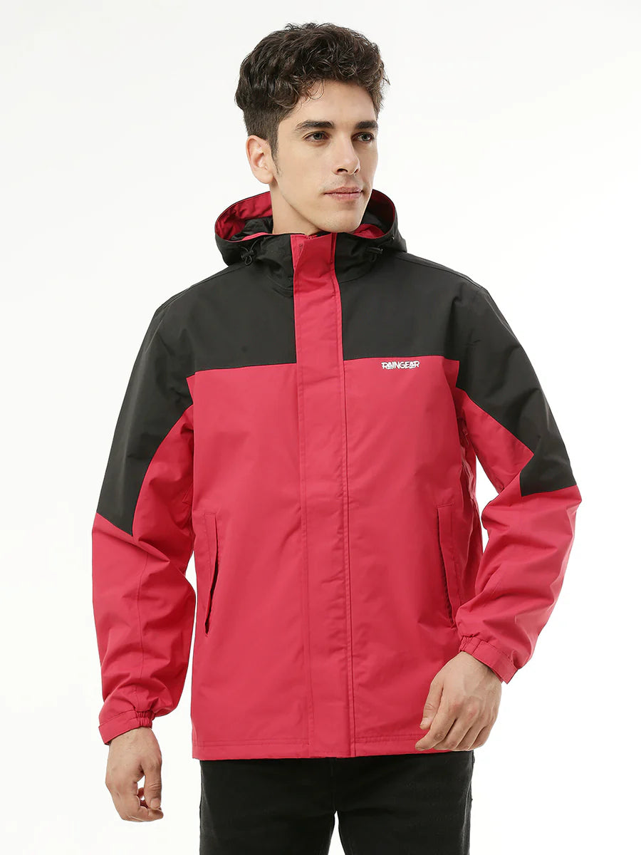 MonsoonShield Black Red Rain Jacket For Men - ZRS012
