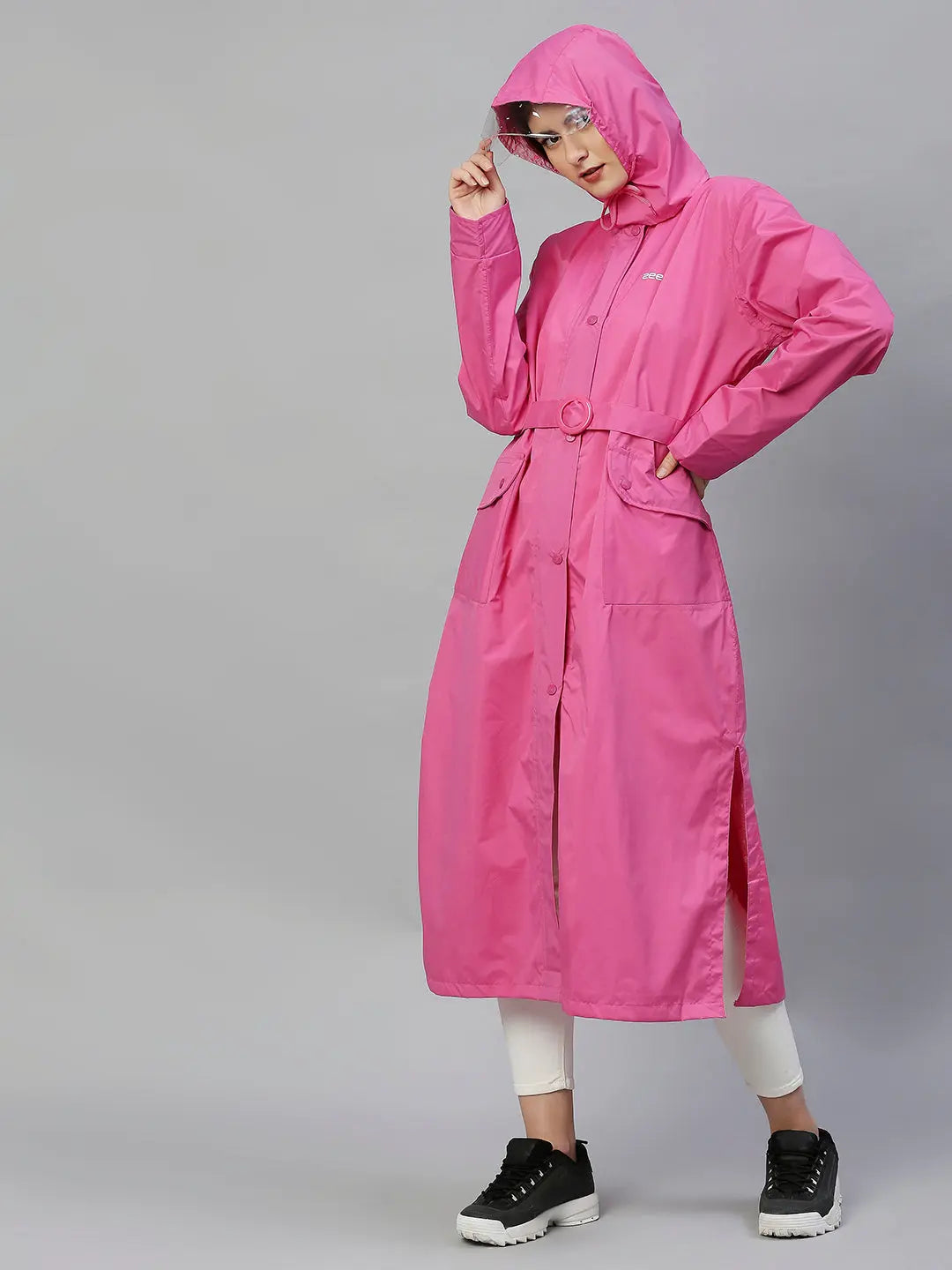 Pink Solid Reversible Rainjacket - Zeelretail