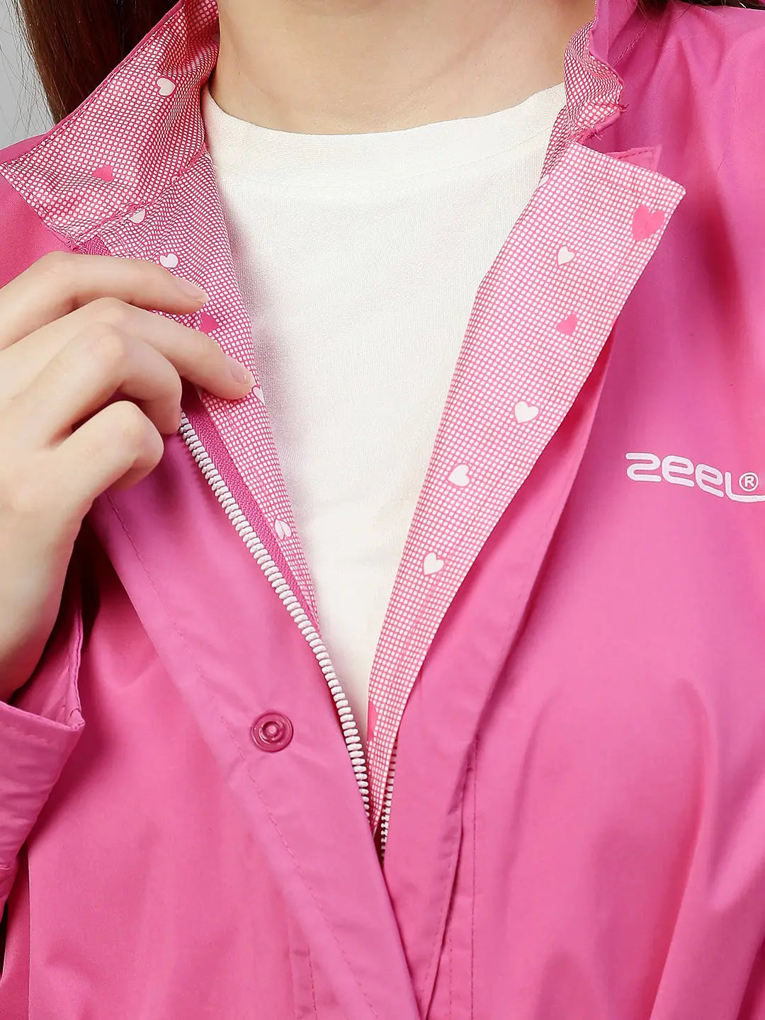 Pink Solid Reversible Rainjacket - Zeelretail