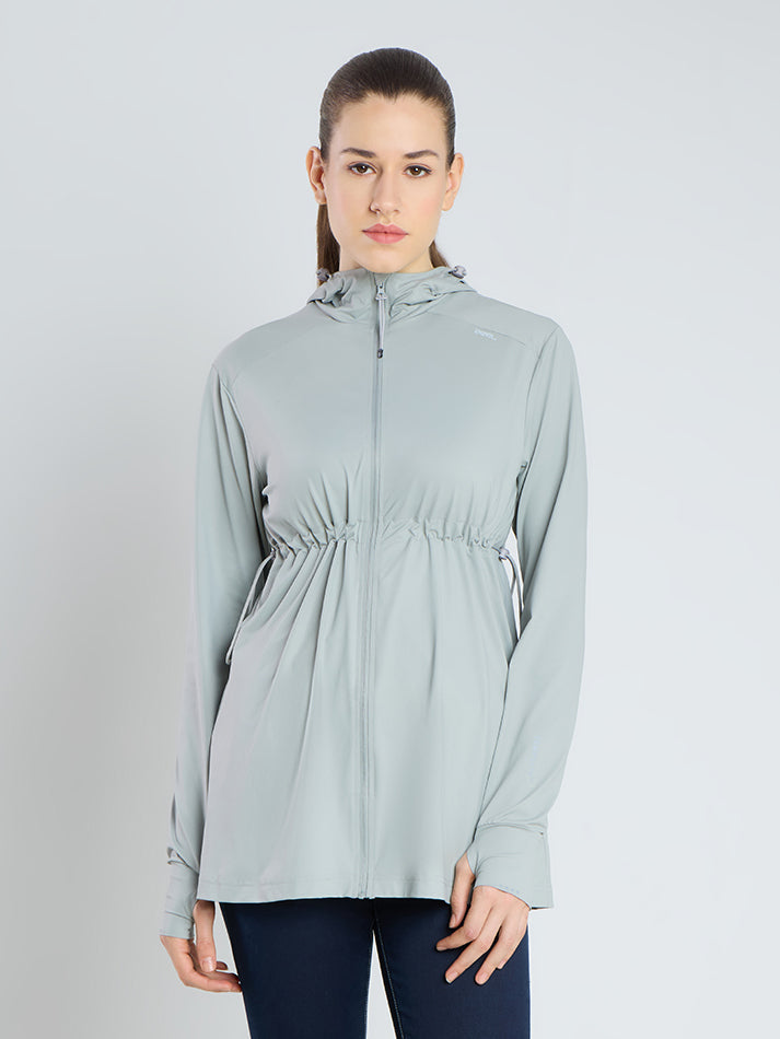 Women's Grey Full Length Sun Jacket | AirWeave™ - Zeelretail