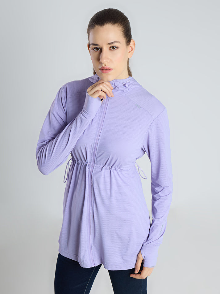 Women's Light Purple Full Length Sun Jacket | AirWeave™ - Zeelretail