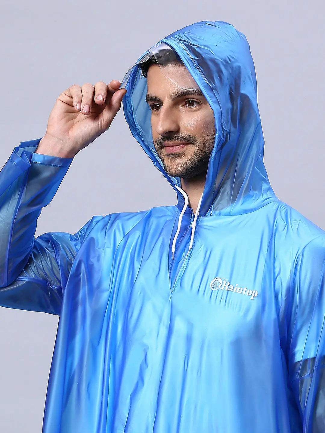 Reusable PVC Unisex Blue Rain Poncho AZ30 - Zeelretail