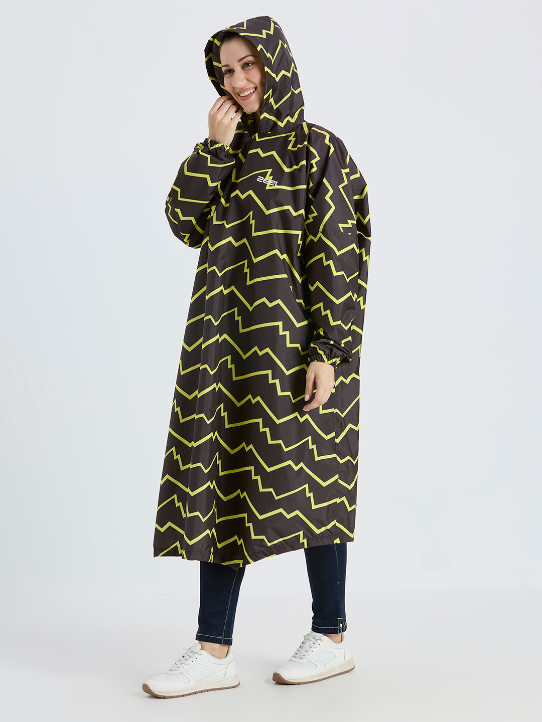 Self-Packable Abstract Fabric Rain Poncho - Zeelretail
