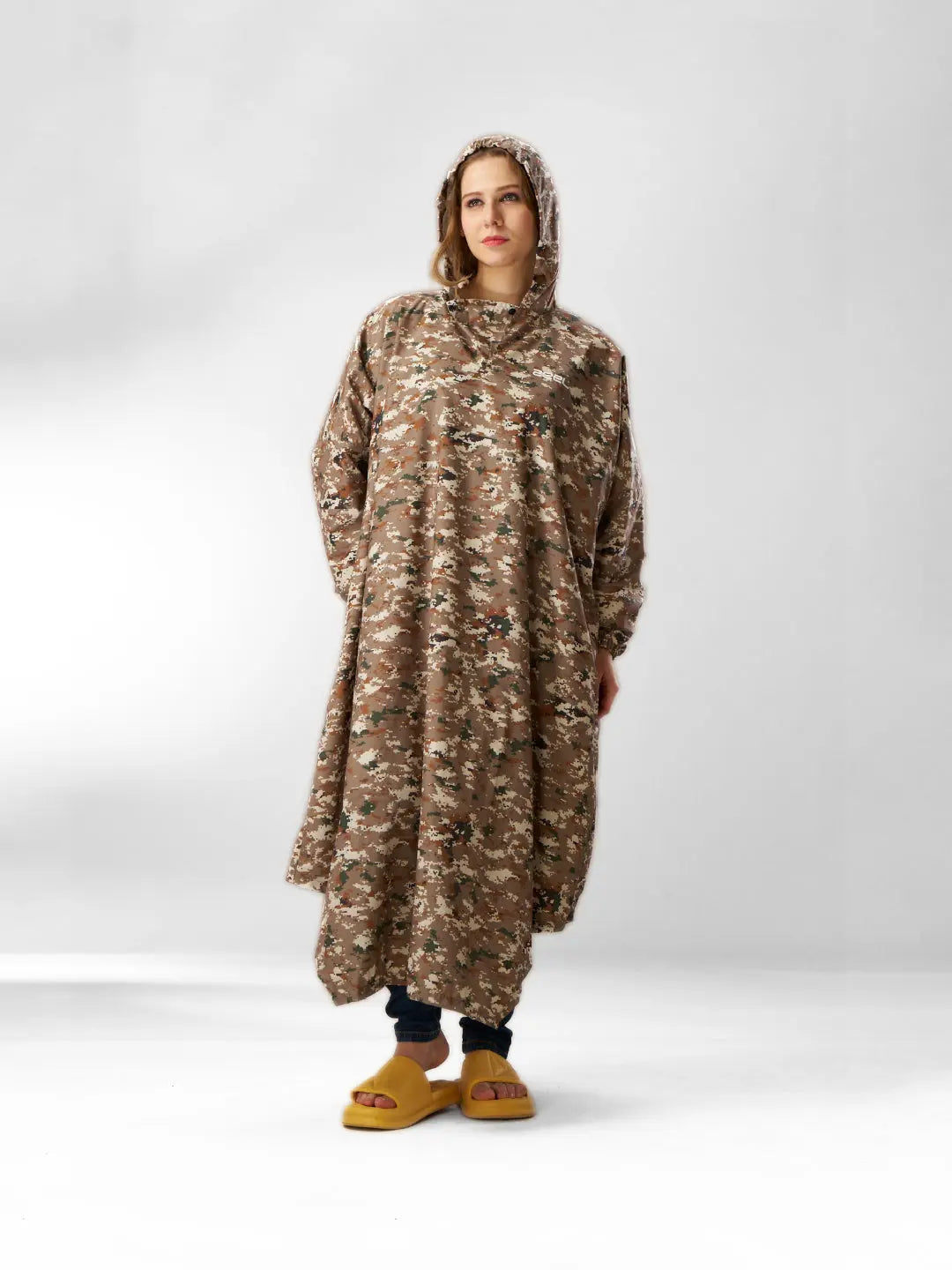 Self-Packable Camouflage Fabric Rain Poncho - Zeelretail