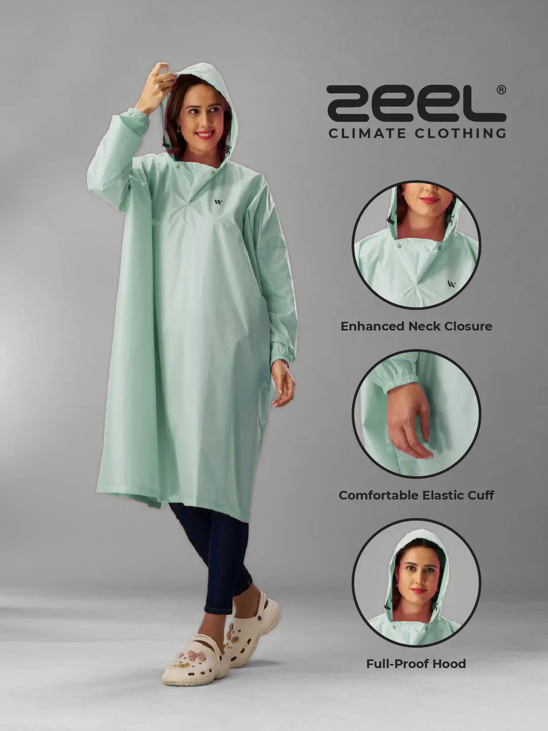Self Packable Waterproof MINT Rain Poncho - AZ33 - Zeelretail