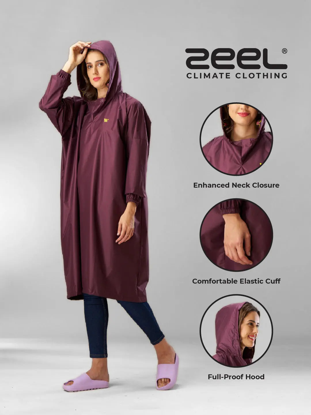 Self Packable Waterproof Wine Rain Poncho - AZ33 - Zeelretail