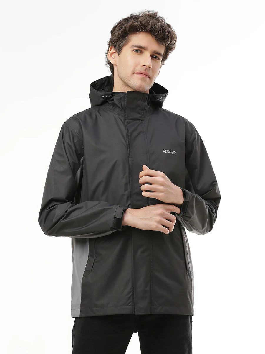 Waterproof Trekking Black Grey Rain Jacket - ZRR003 - Zeelretail
