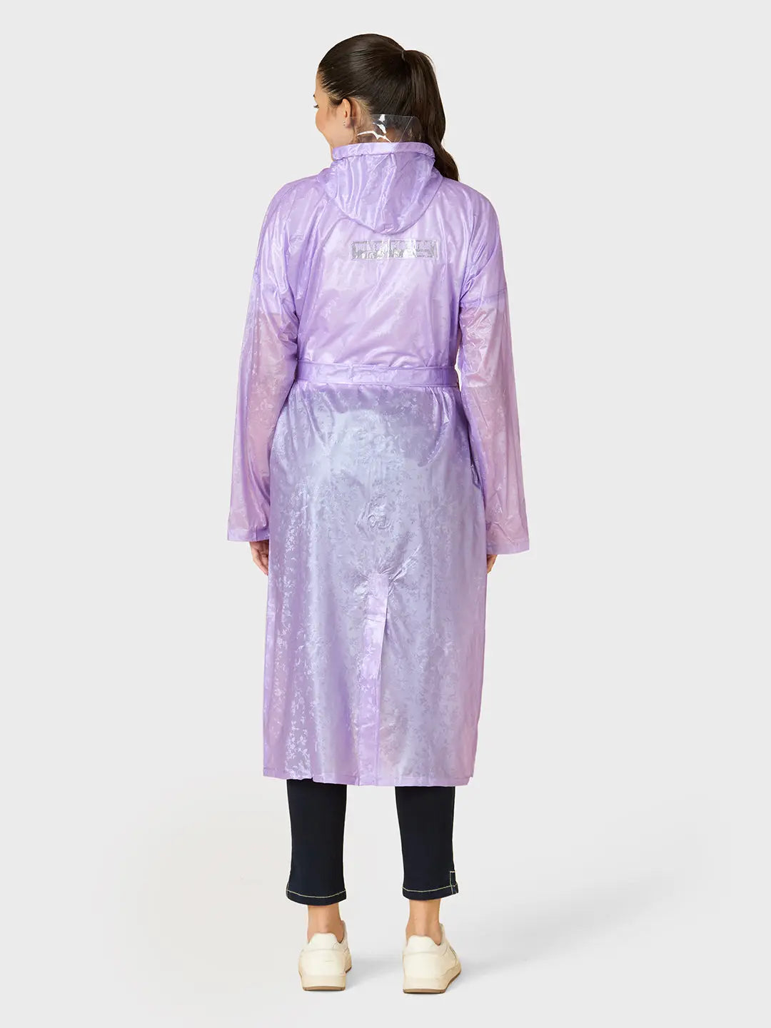 Women’s Knee-Length PVC Rain Purple Longcoat - Zeelretail