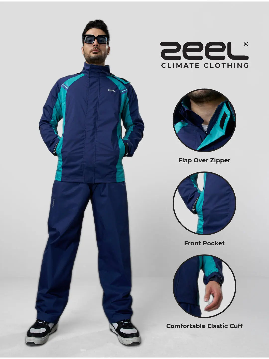 ZEEL GO HIKE BLUE & GREEN RAINSUIT - JS508 - Zeelretail