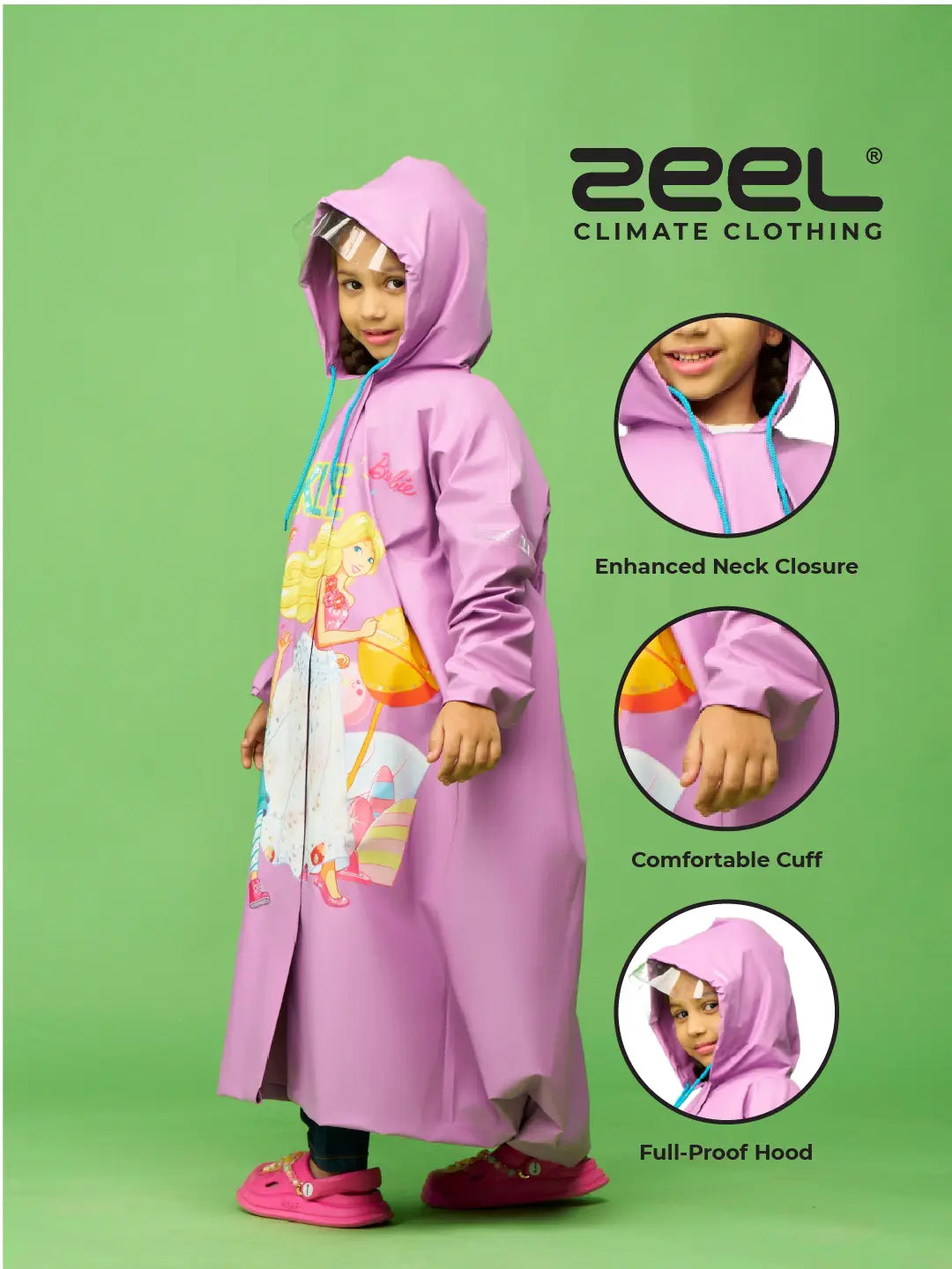ZEEL Shining Purple Girls PVC Raincoat - Zeelretail