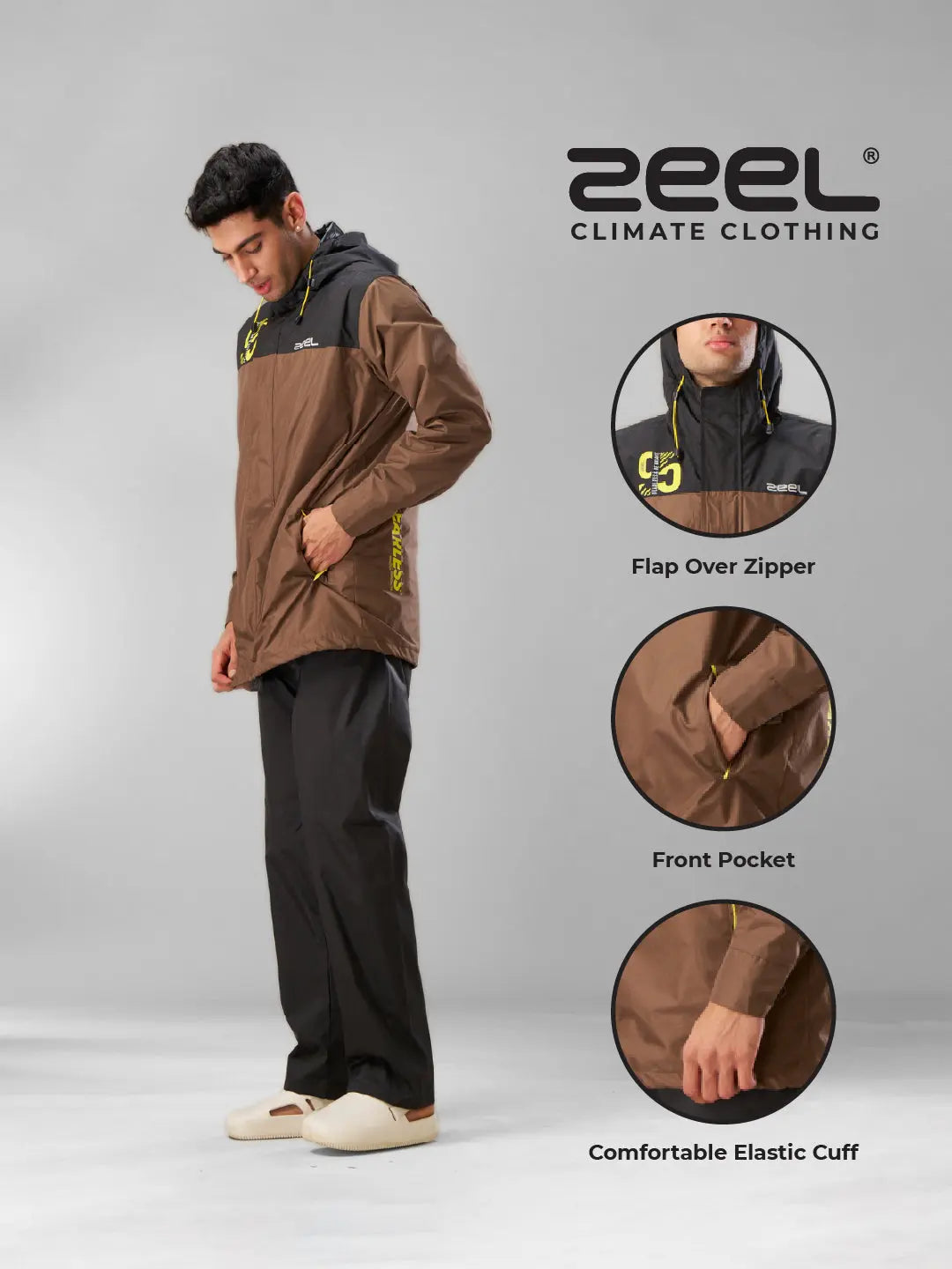 Zeel Classic Brown and Black Rainwear - ZT5 - Zeelretail