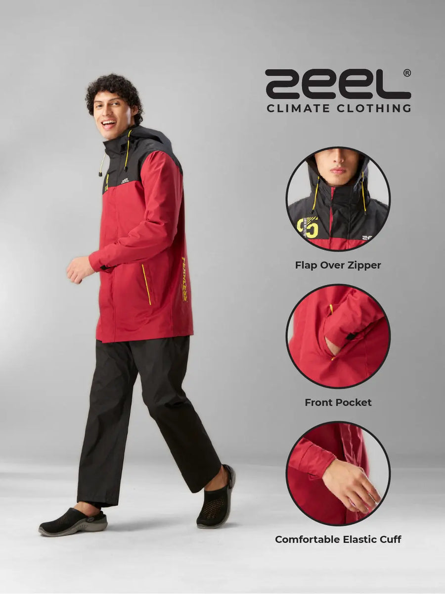 Zeel Classic Red and Black Rainwear - ZT5