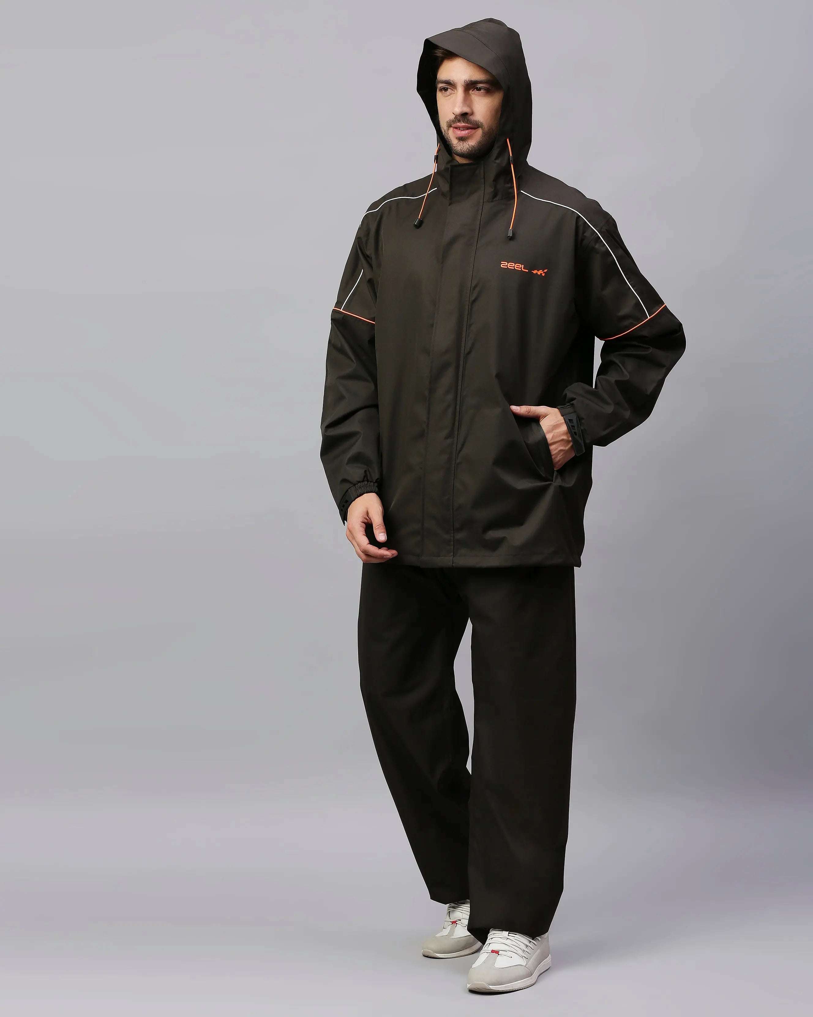 Zeel Mens Reversible Olive Rainsuit