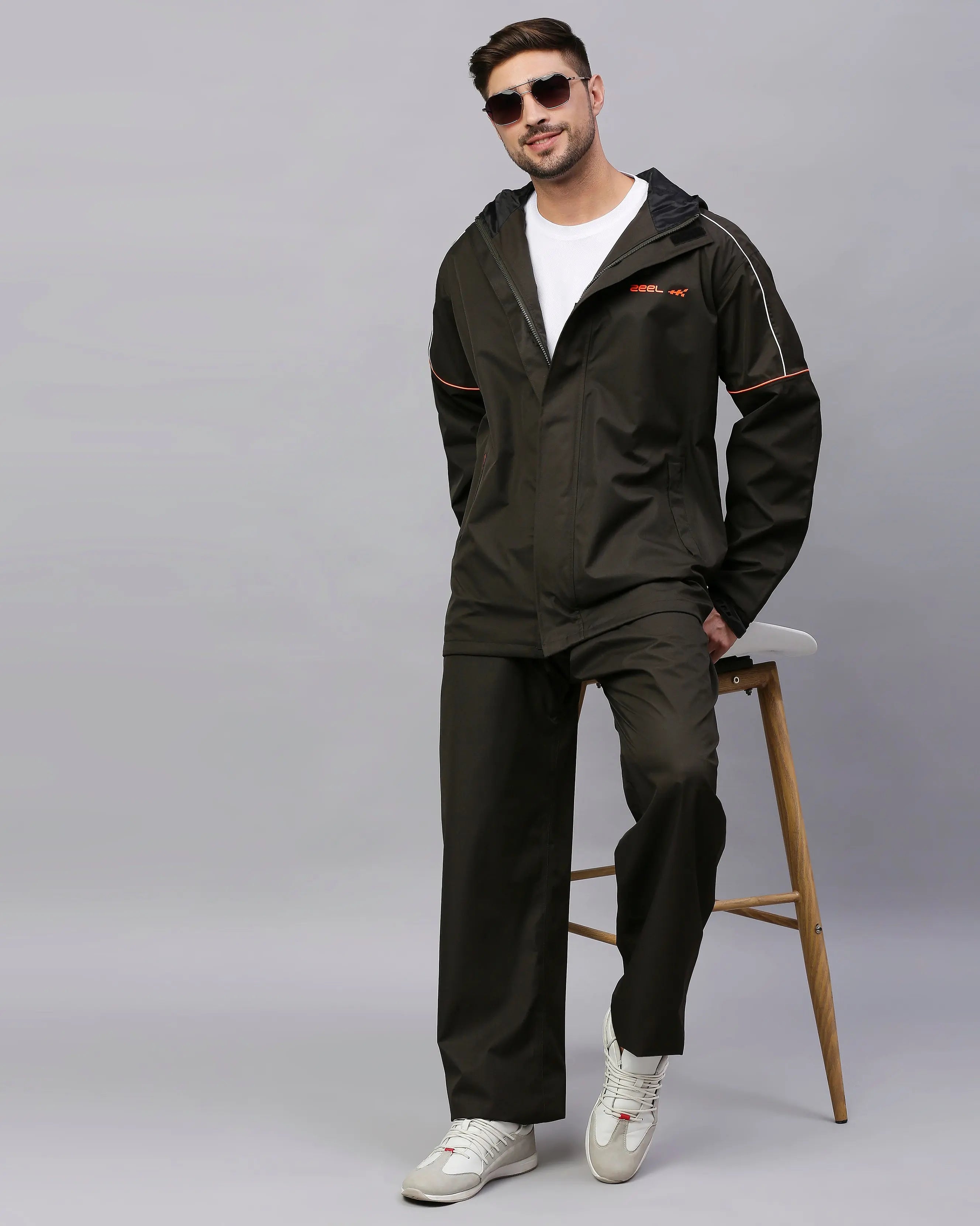 Zeel Mens Reversible Olive Rainsuit