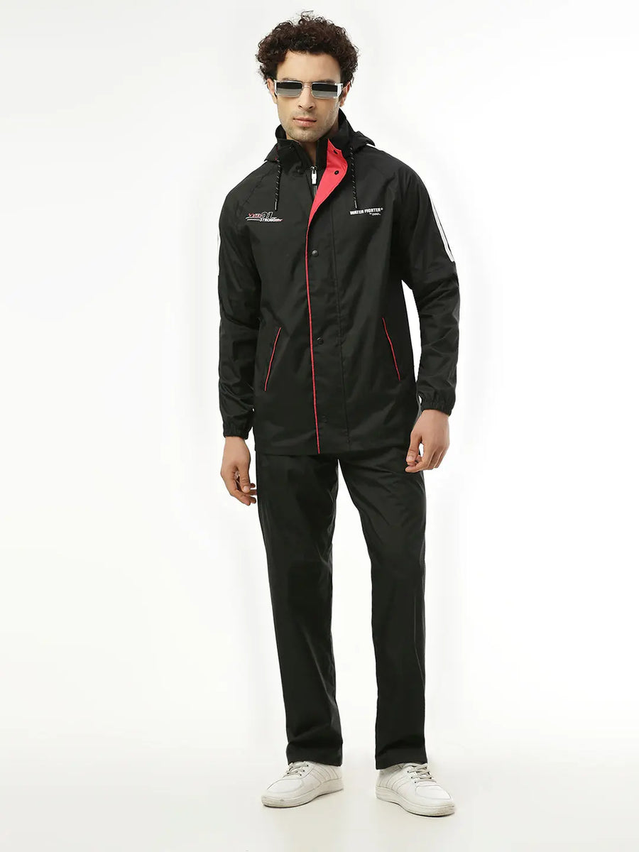 Zeel Midnight Black & Red Rainwear Set - WF251
