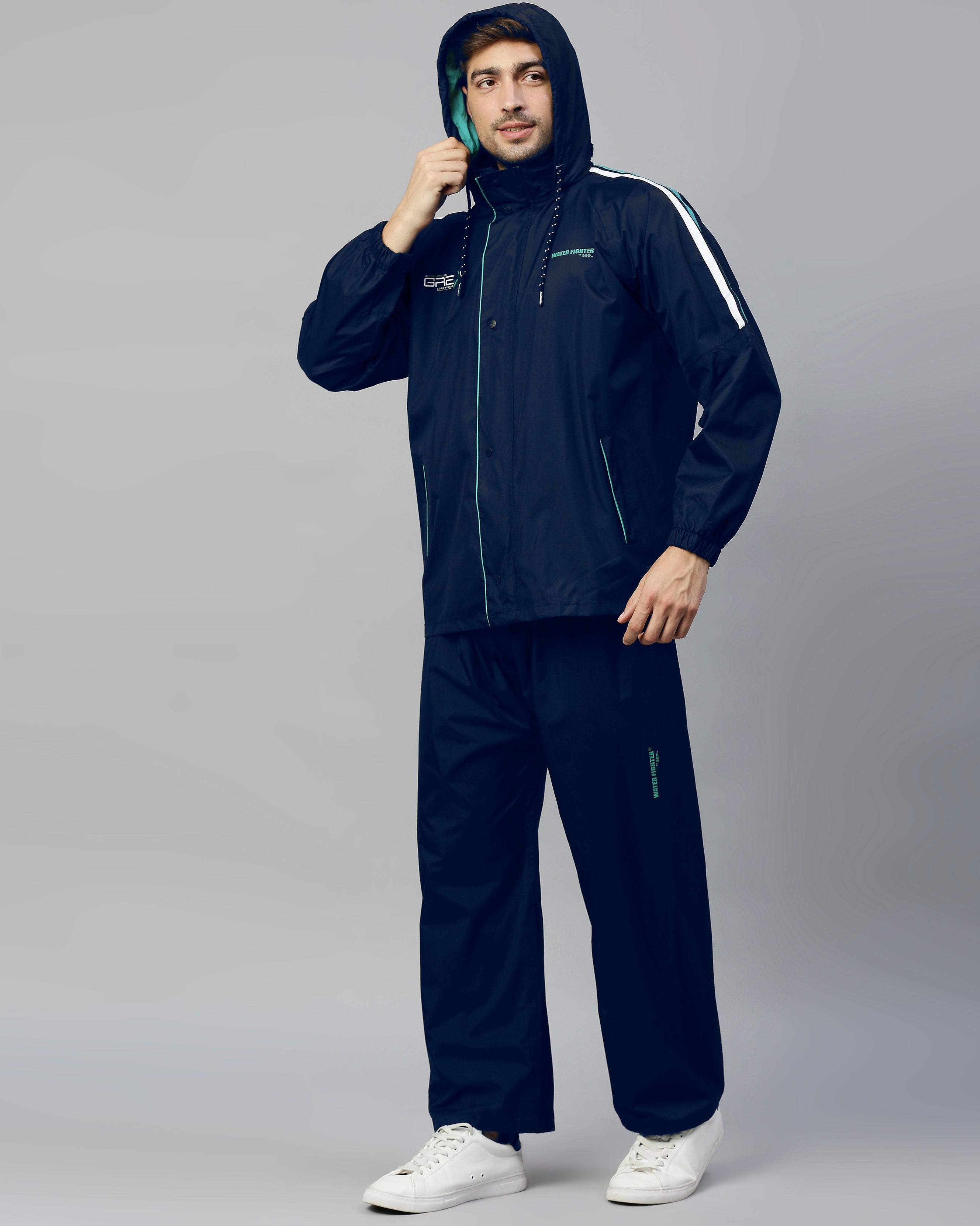 Zeel Midnight Blue & Green Rainwear Set - Zeelretail