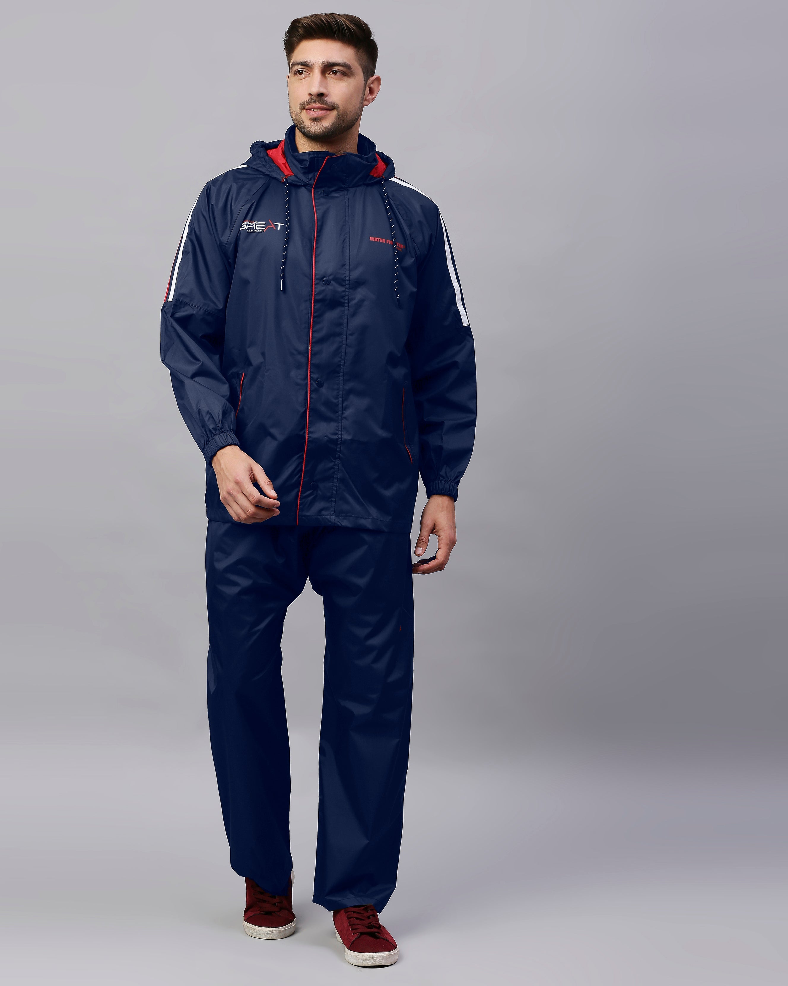 Zeel Midnight Blue & Red Rainwear Set - Zeelretail