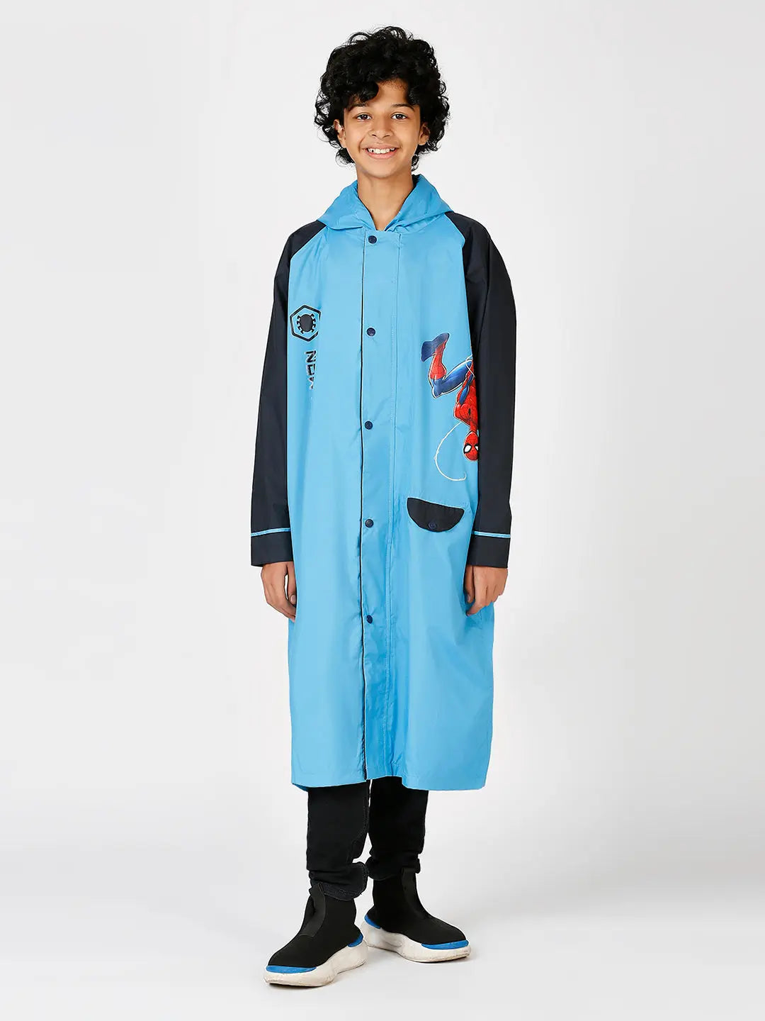 Zeel Spiderman Protector Boys Blue Raincoat - Zeelretail