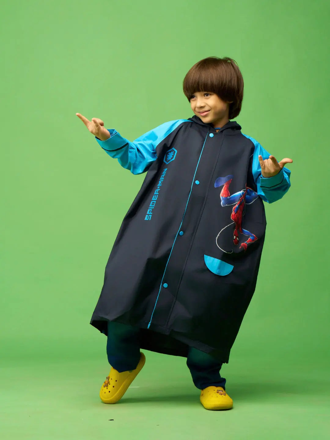 Zeel Spiderman Protector Boys Deep Navy Raincoat - Zeelretail