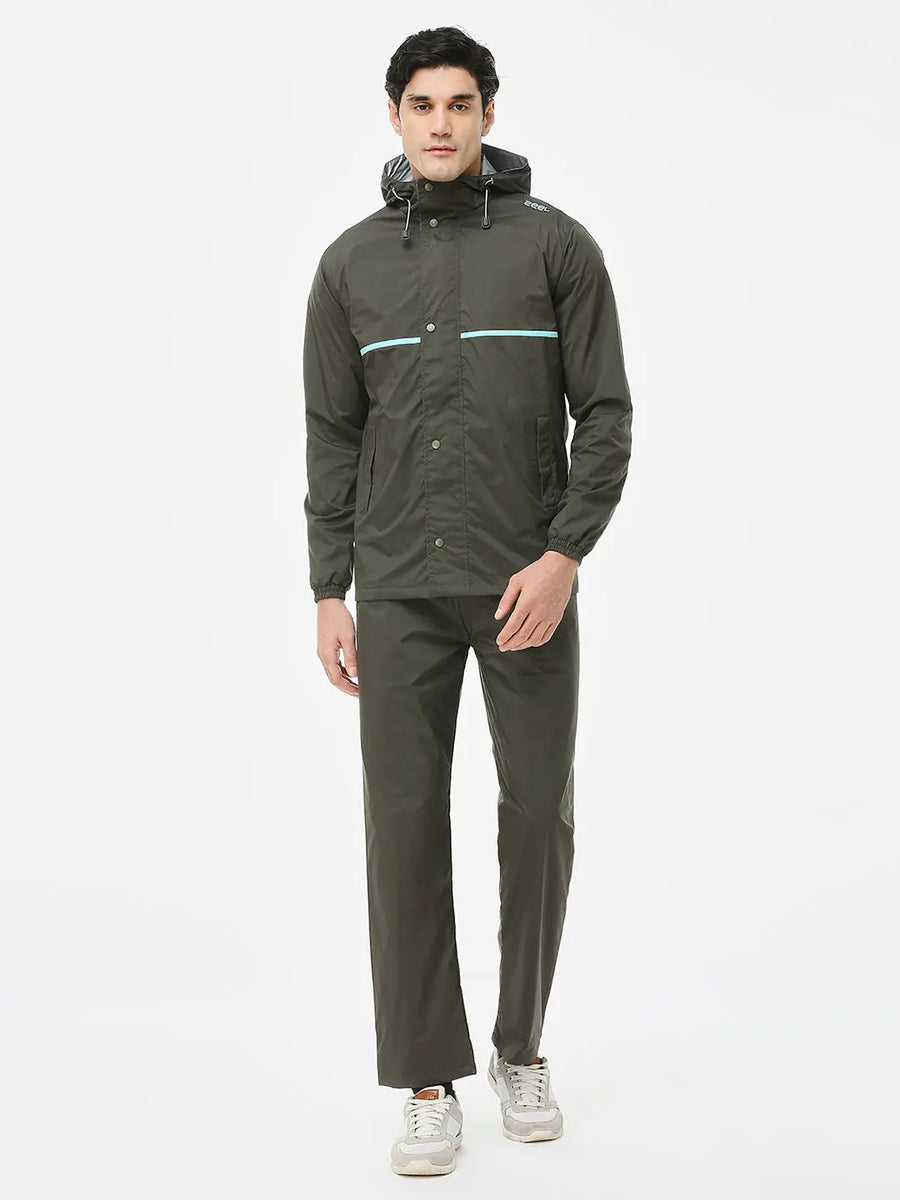 Zeel Sporty Olive & Blue Rainsuit - JS301
