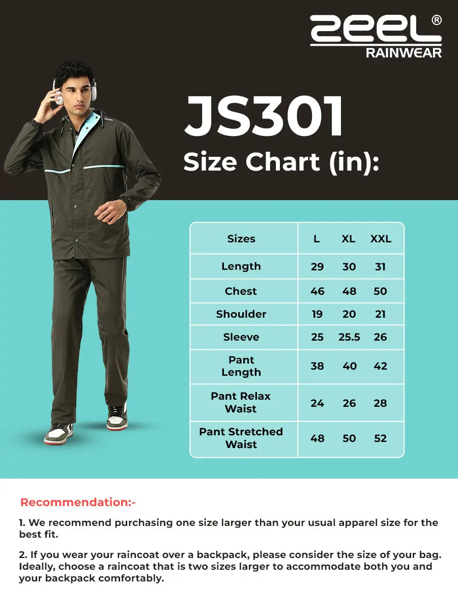 Zeel Sporty Olive & Blue Rainsuit - JS301 - Zeelretail