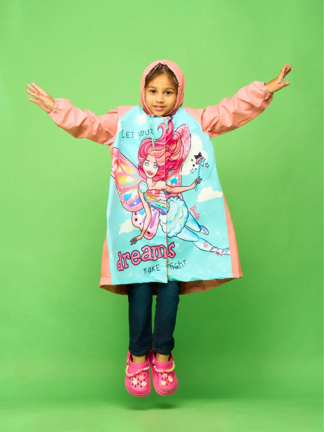 Barbie Fashionista Girls Peach Raincoat - Zeelretail