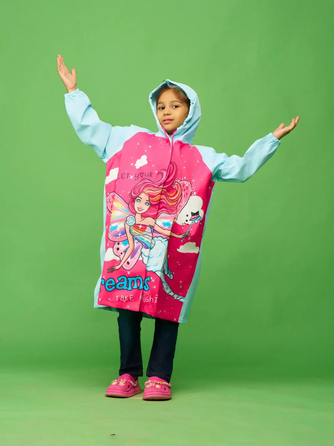 Barbie Fashionista Girls Pink Raincoat - Zeelretail