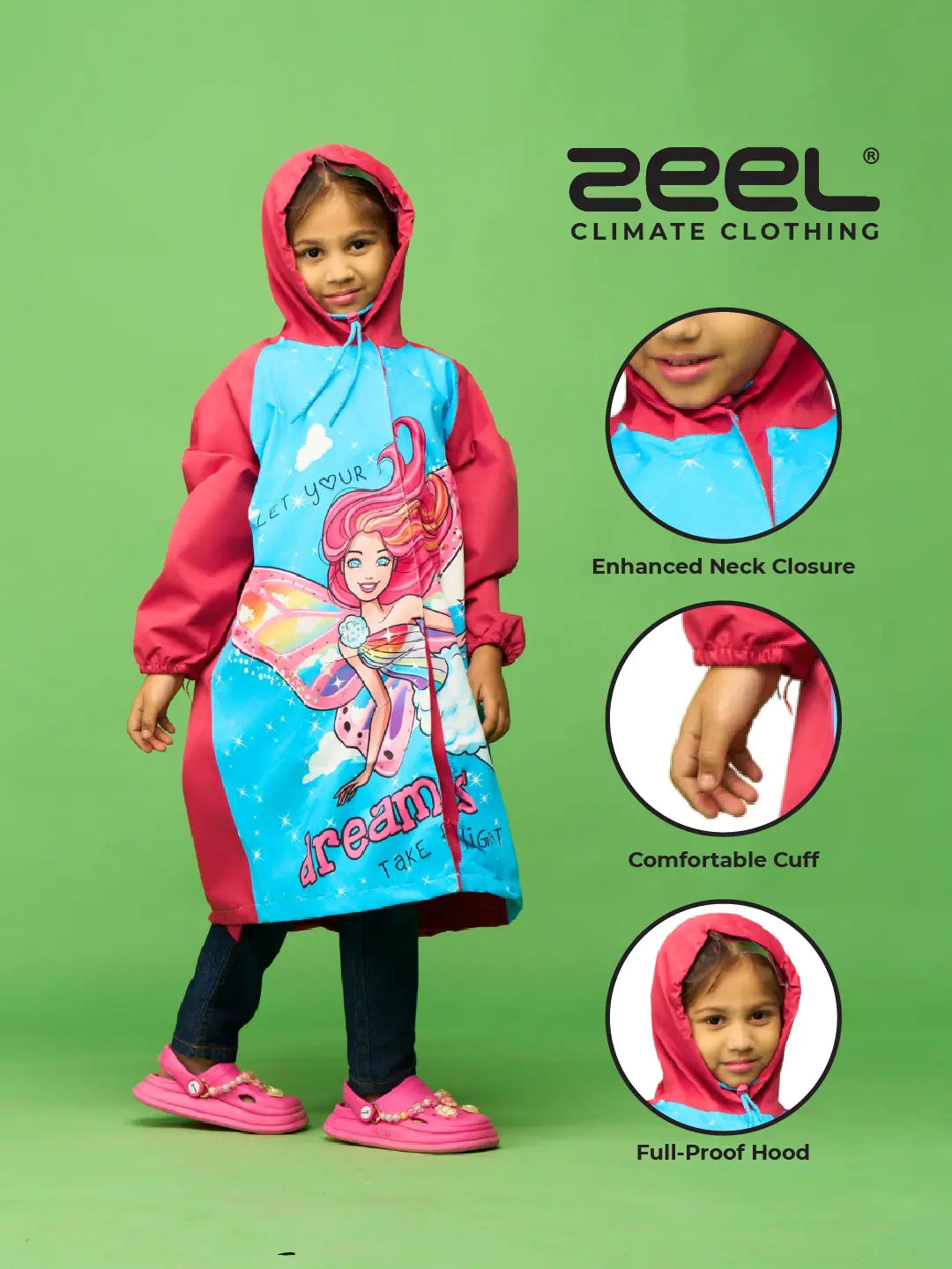 Barbie Fashionista Girls SkyBlue Raincoat - Zeelretail