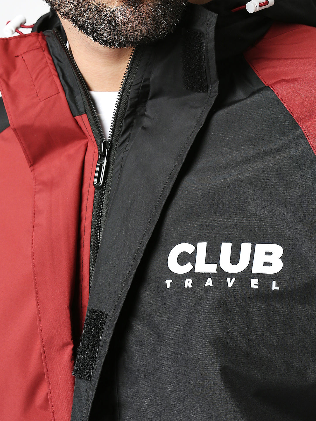 Outdoor Essential Waterproof Black Maroon Rain Jacket - MJ106 - Zeelretail