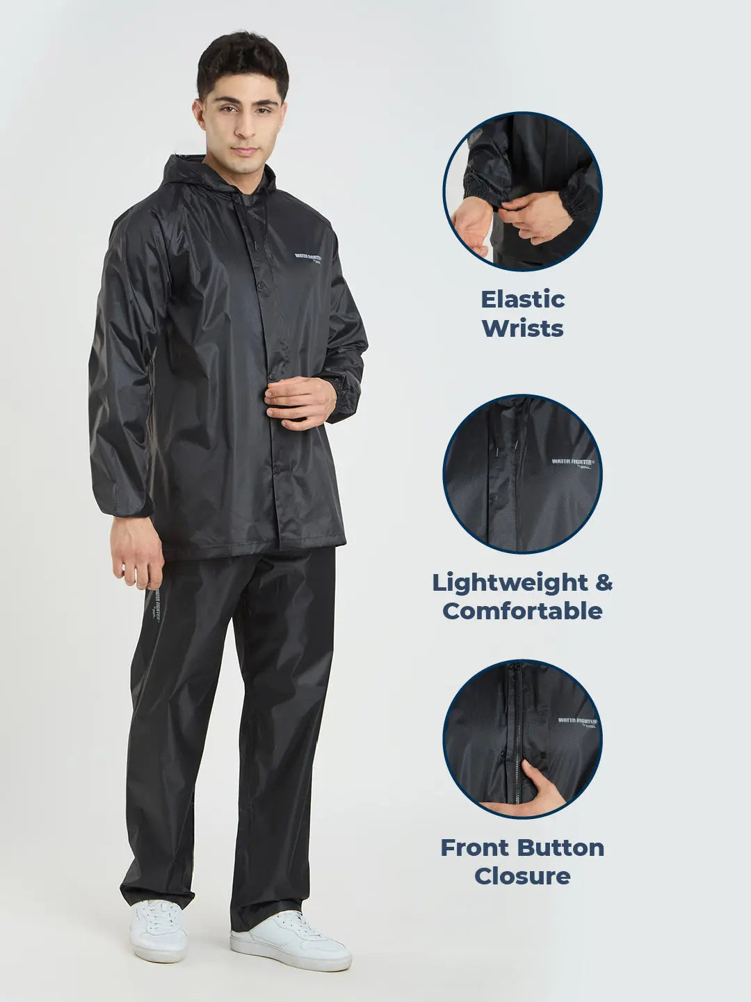 Men Solid Waterproof Rainsuit - Zeelretail
