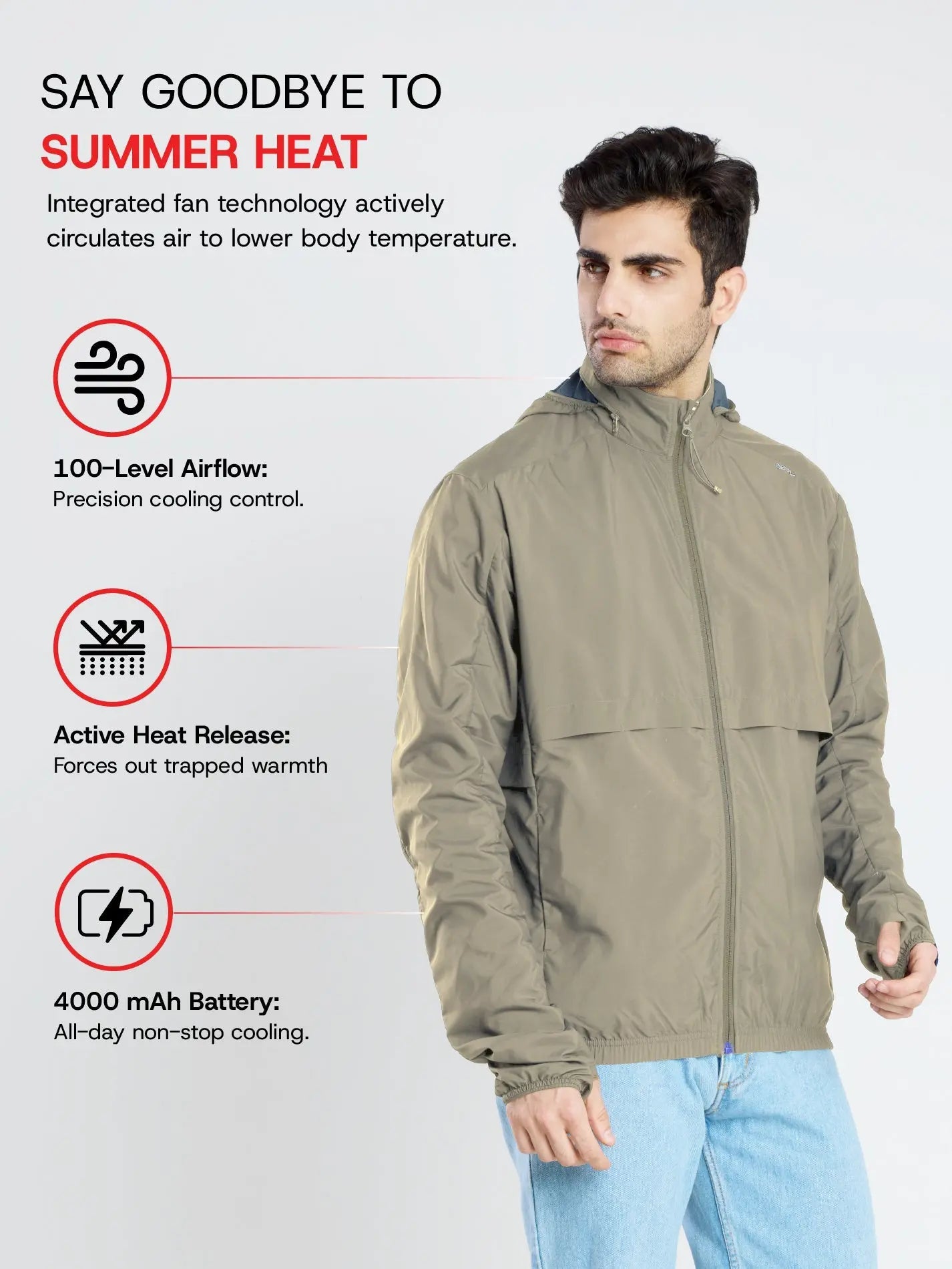 Men's Khaki Sun Jacket | AirDrive™ - Zeelretail