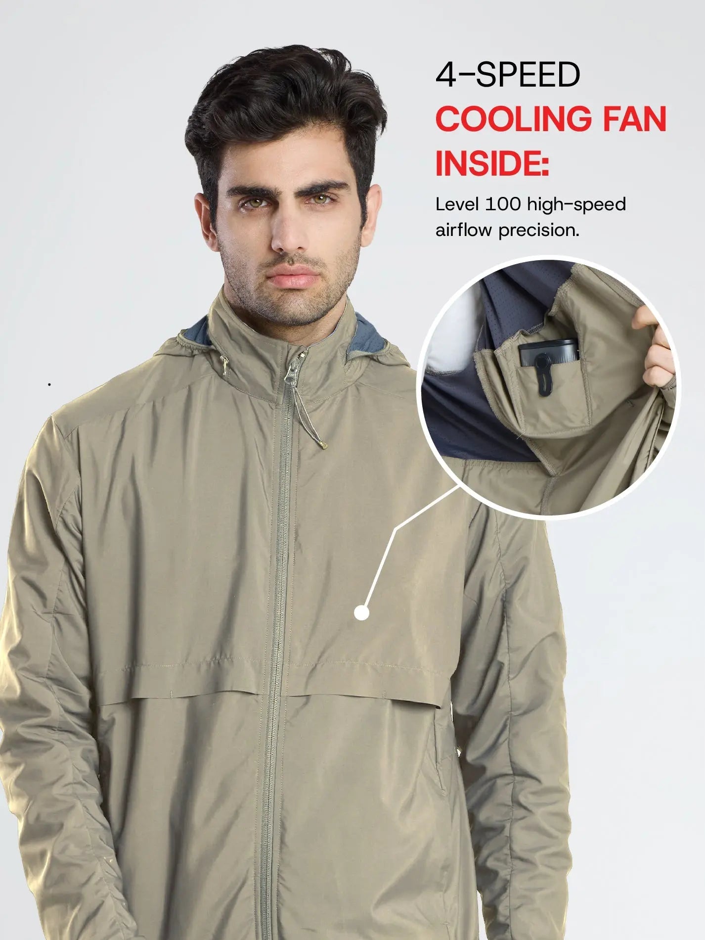 Men's Khaki Sun Jacket | AirDrive™ - Zeelretail