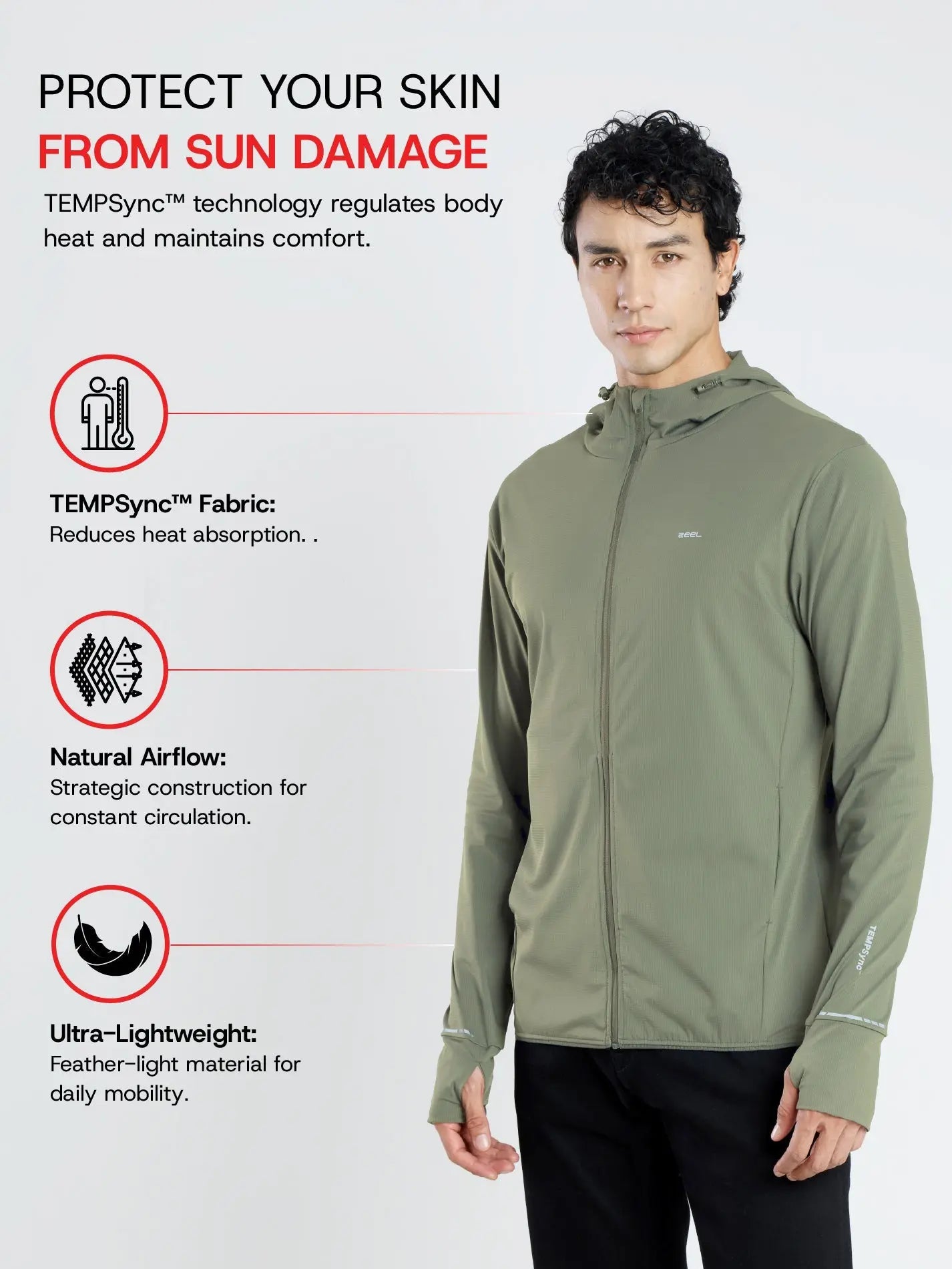 Men's Olive Green Sun Jacket | AirWeave™ - Zeelretail