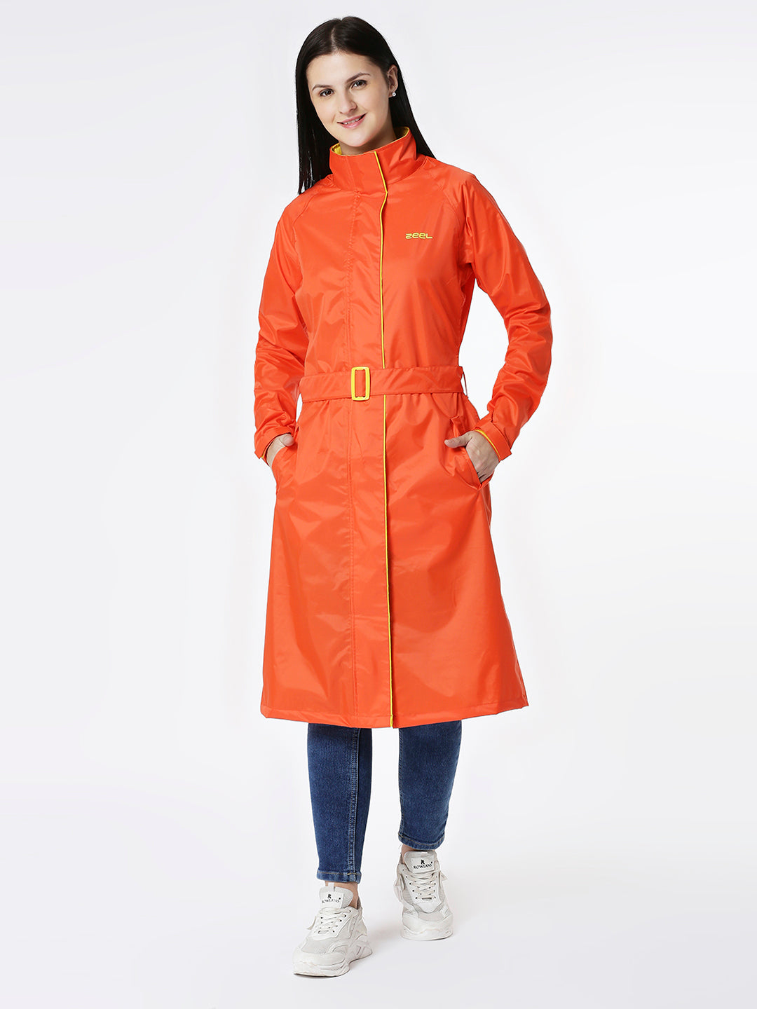 Zeel Diva Orange Trench Coat - Zeelretail